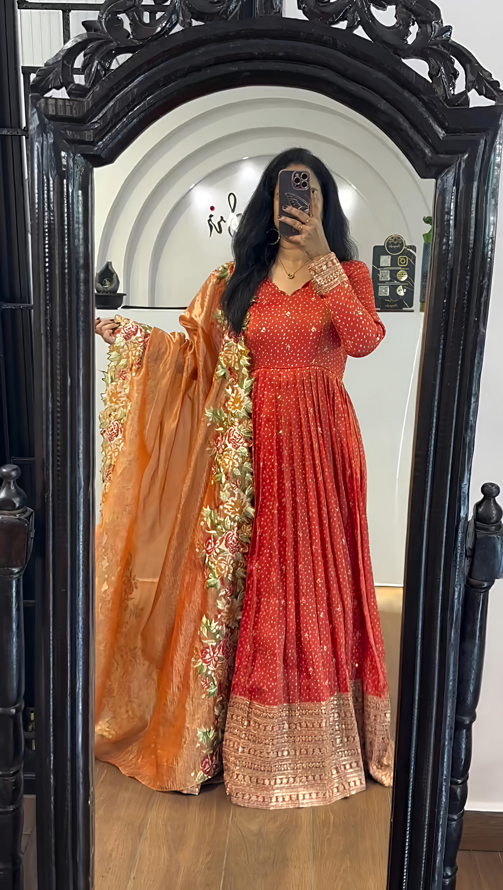 Gown And Dupatta With Heavy Embroidery Sequence Work