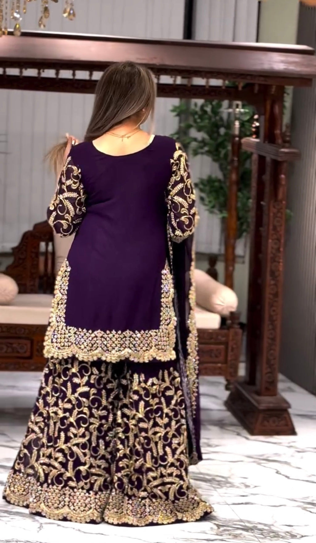 Beautiful Top-Gharara And Dupatta Set With Heavy Embroidery Sequence Work