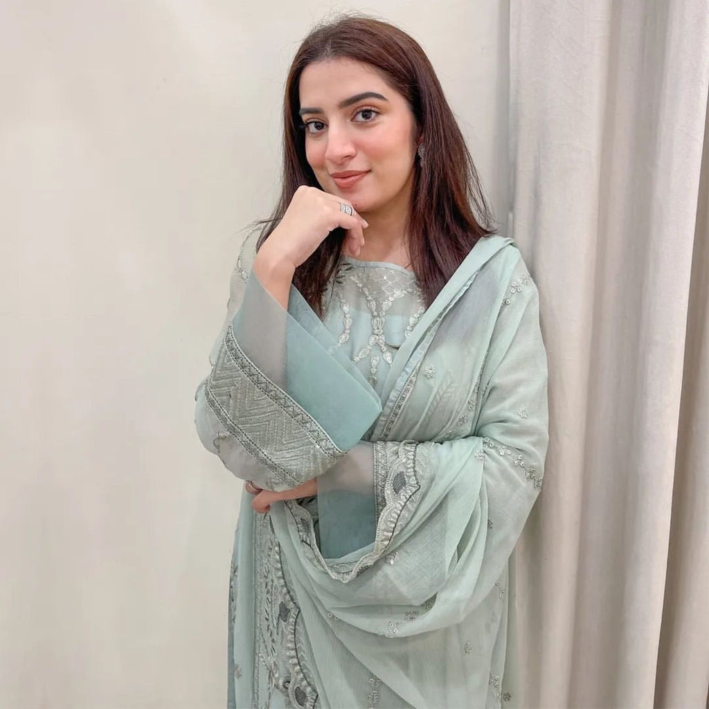 Party Wear Look Heavy Faux Georgette Top Bottom & Dupatta Set