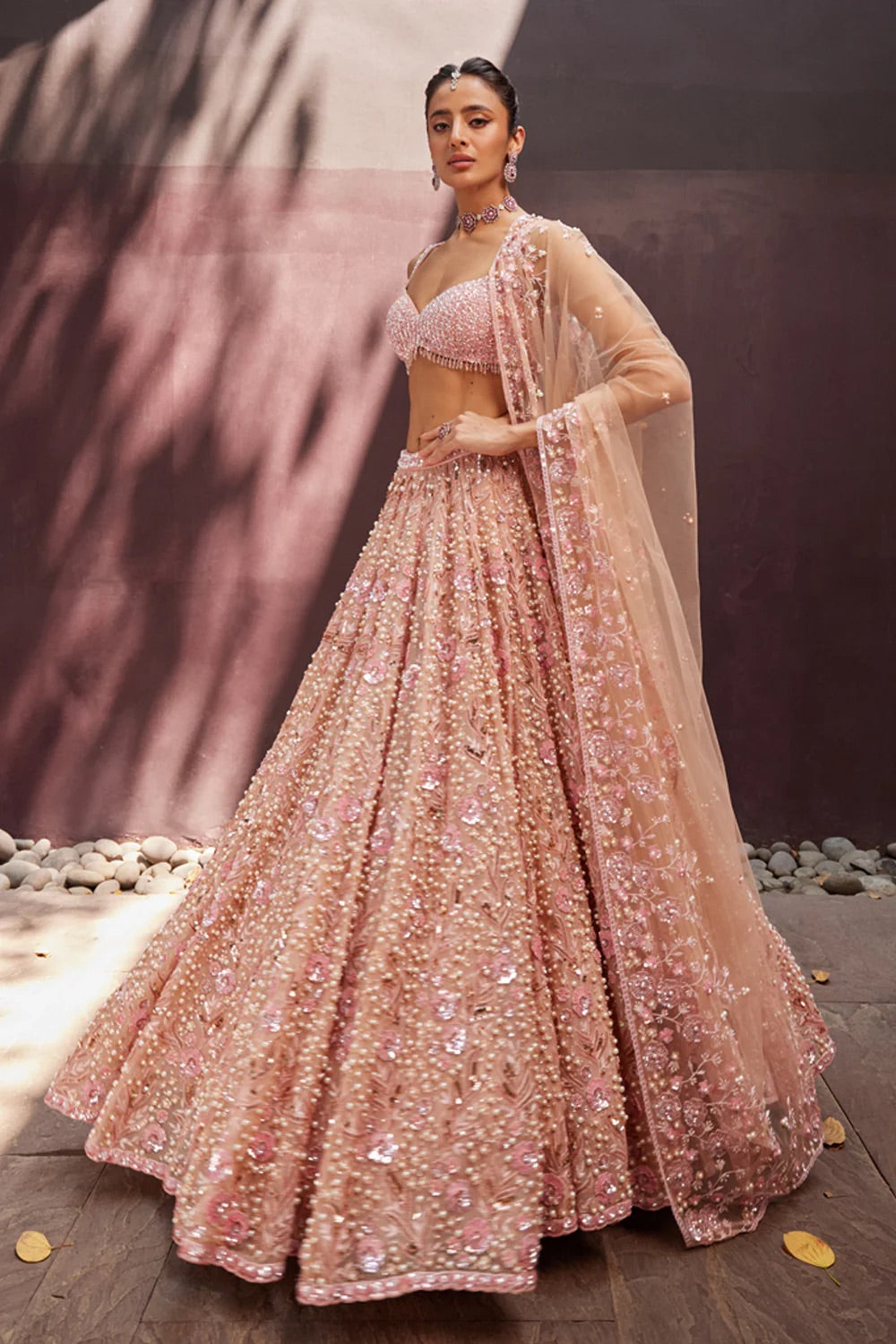 Designer Lehenga With Thread , Dori , Sequins & Pearl Beads Work