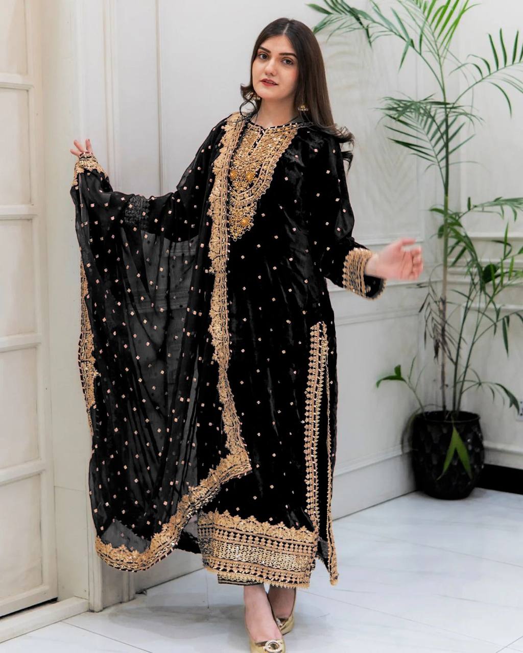 Designer Look Top-Dupatta And Bottom With Heavy Embroidery Sequence Work