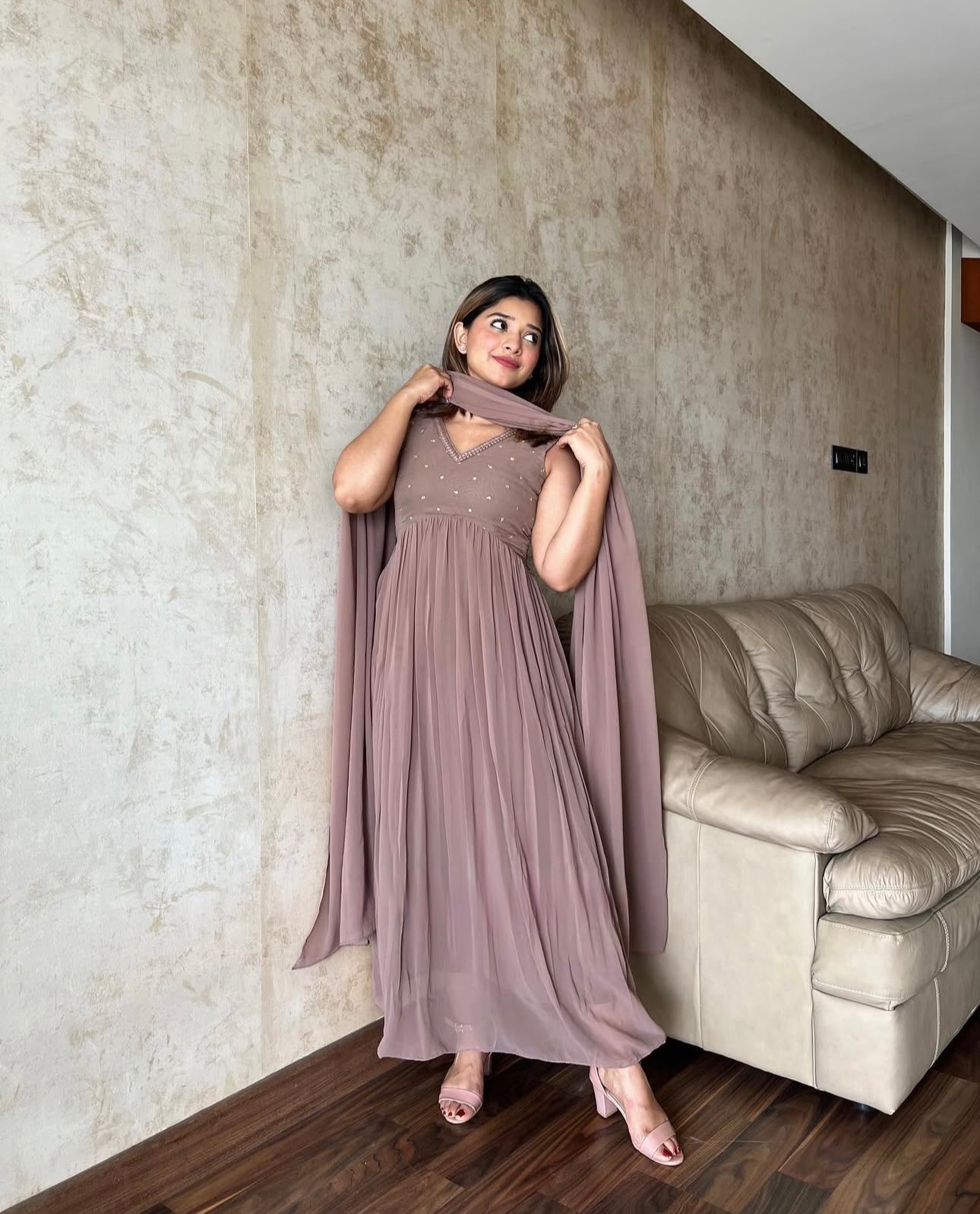 Party Wear Look Gown, Pent And Dupatta With Embroidery Sequins Work