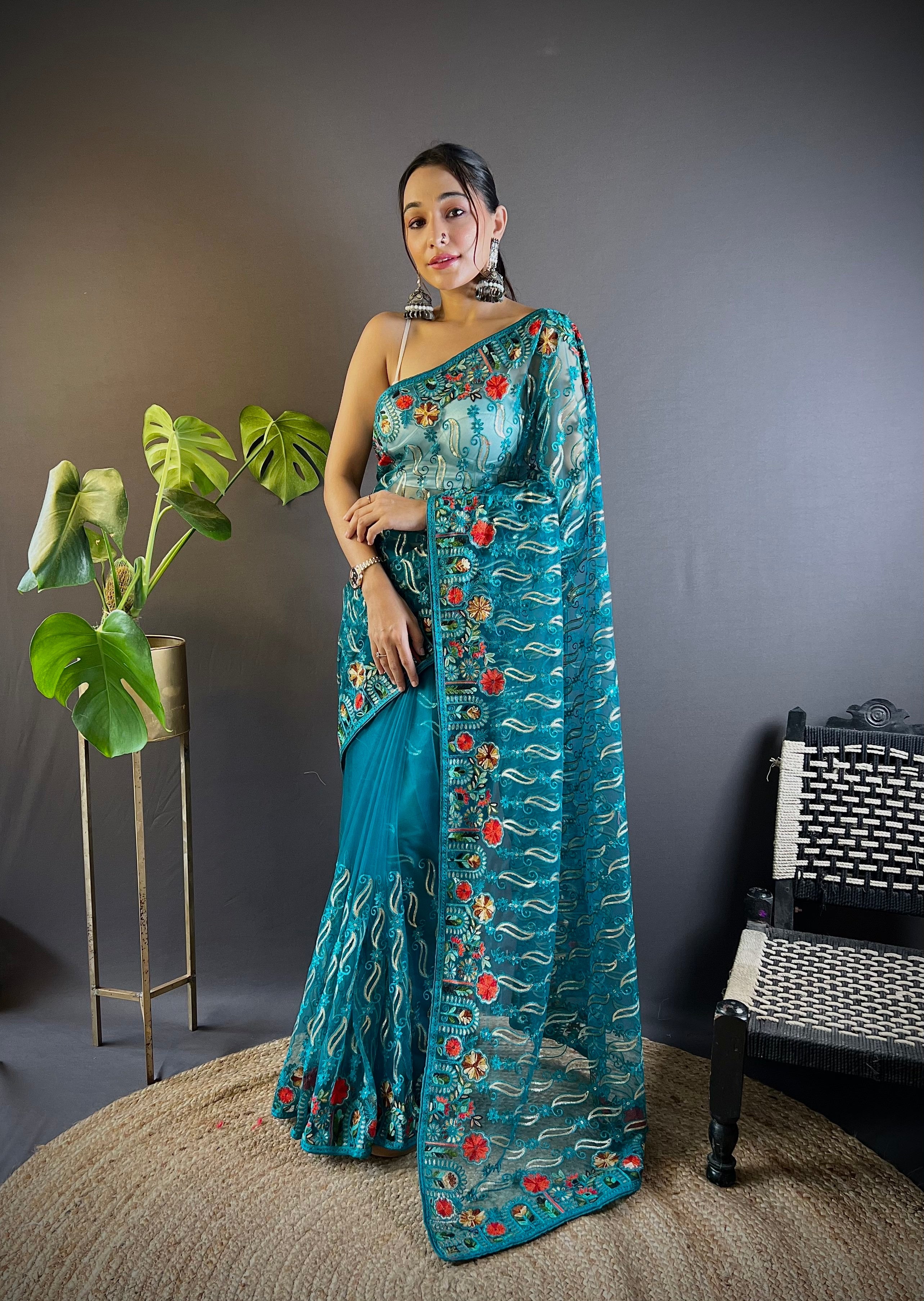 Beautiful Designer Saree With Embroidery work