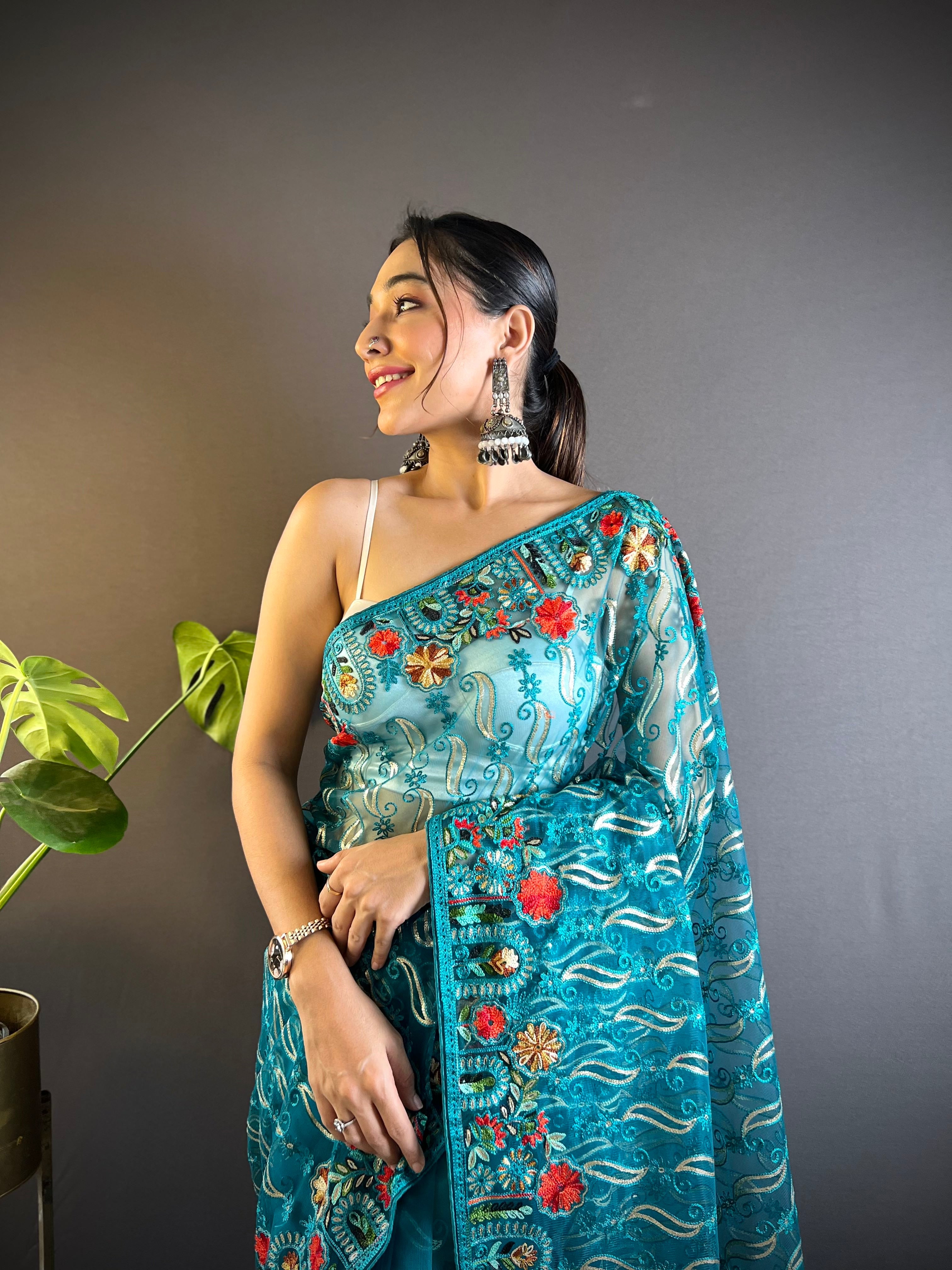 Beautiful Designer Saree With Embroidery work