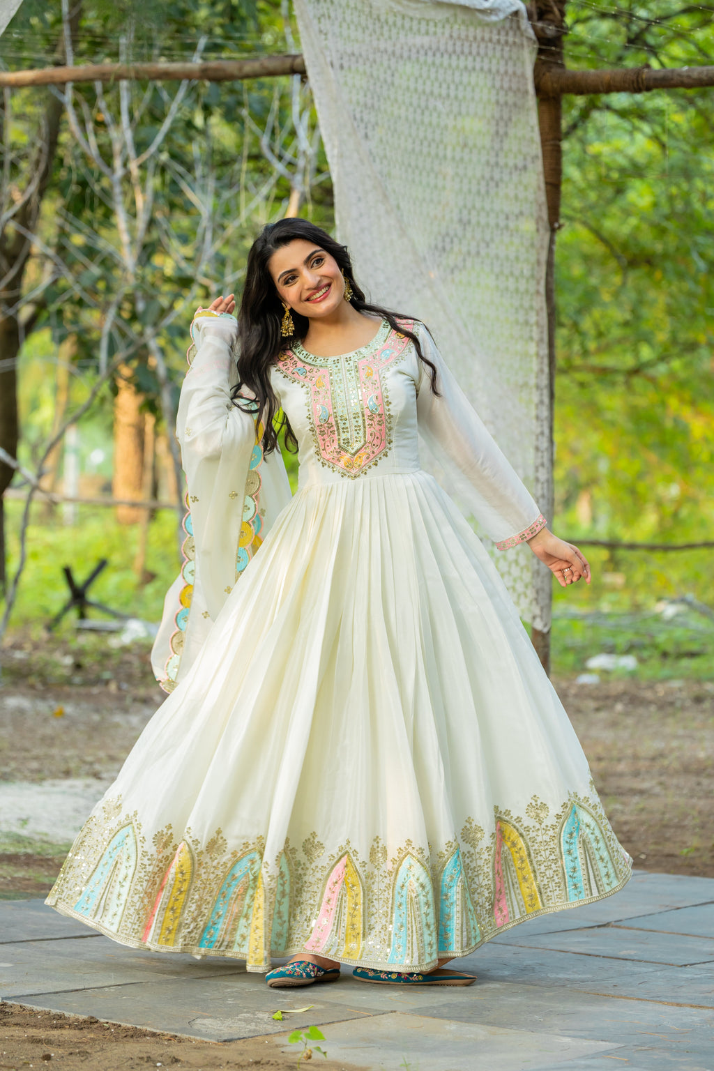 Beautiful Designer Party Wear Look Gown-Dupatta