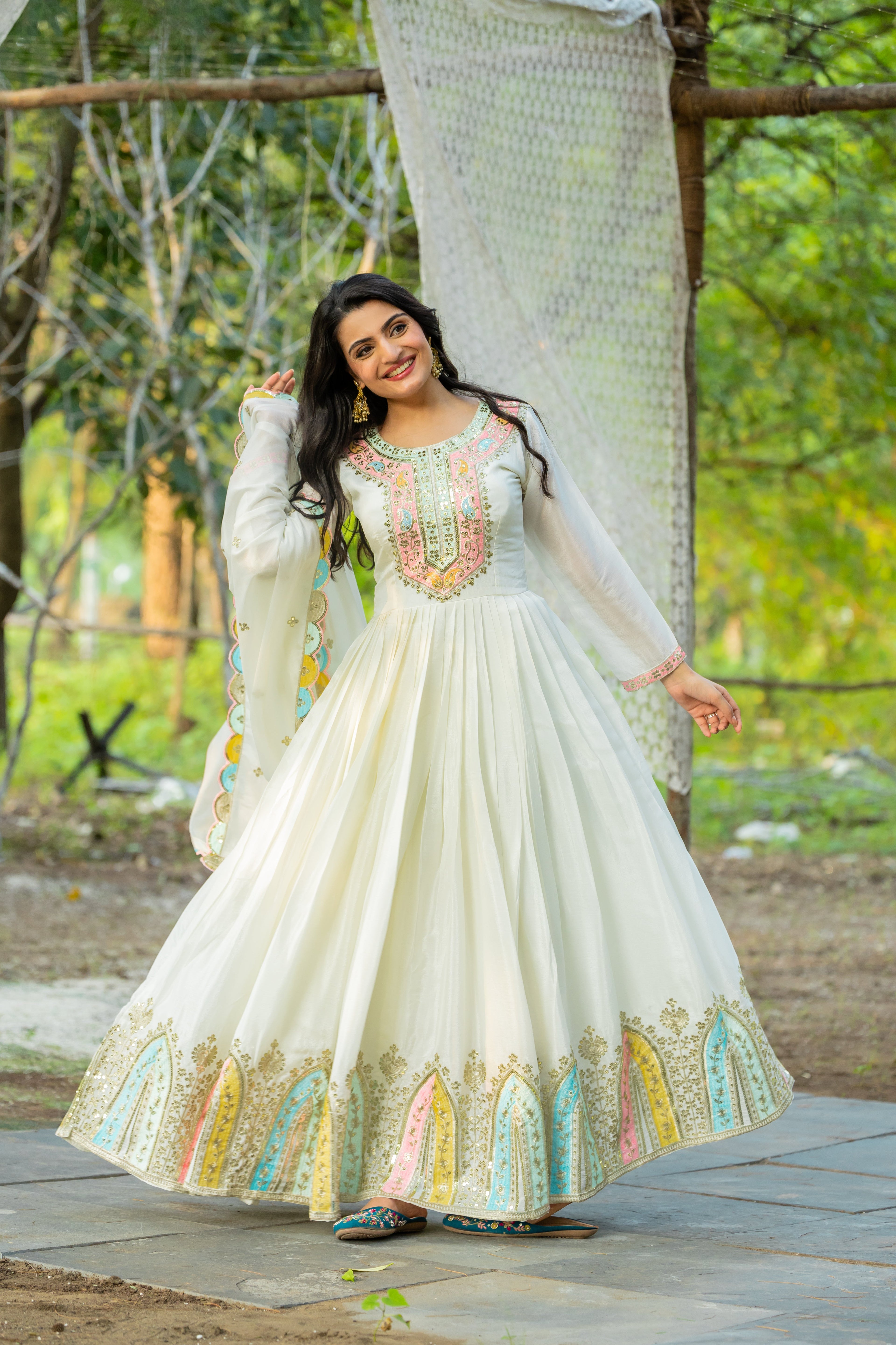 Beautiful Designer Party Wear Look Gown-Dupatta