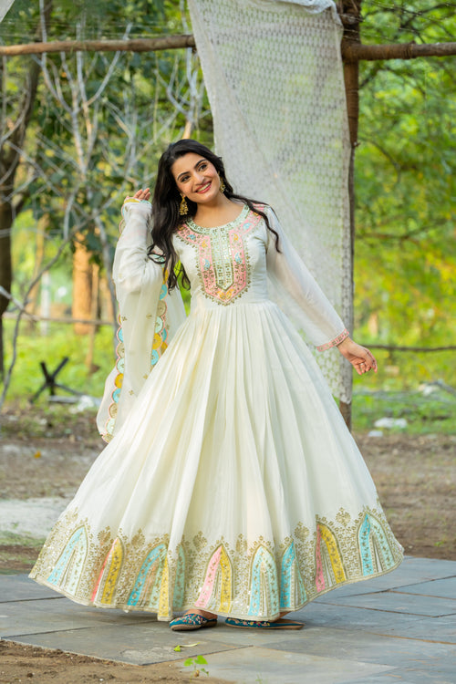 Beautiful Designer Party Wear Look Gown-Dupatta