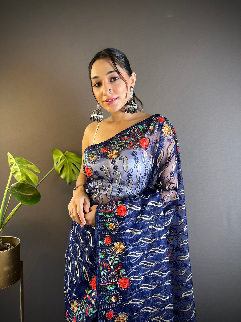 Beautiful Designer Saree With Embroidery work