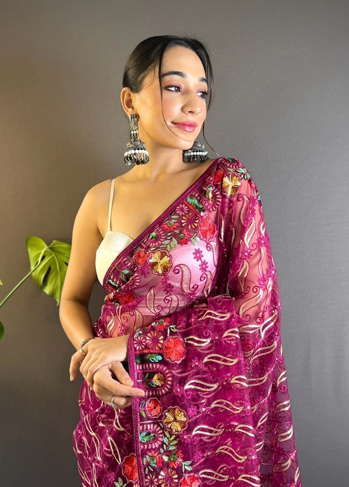 Beautiful Designer Saree With Embroidery work