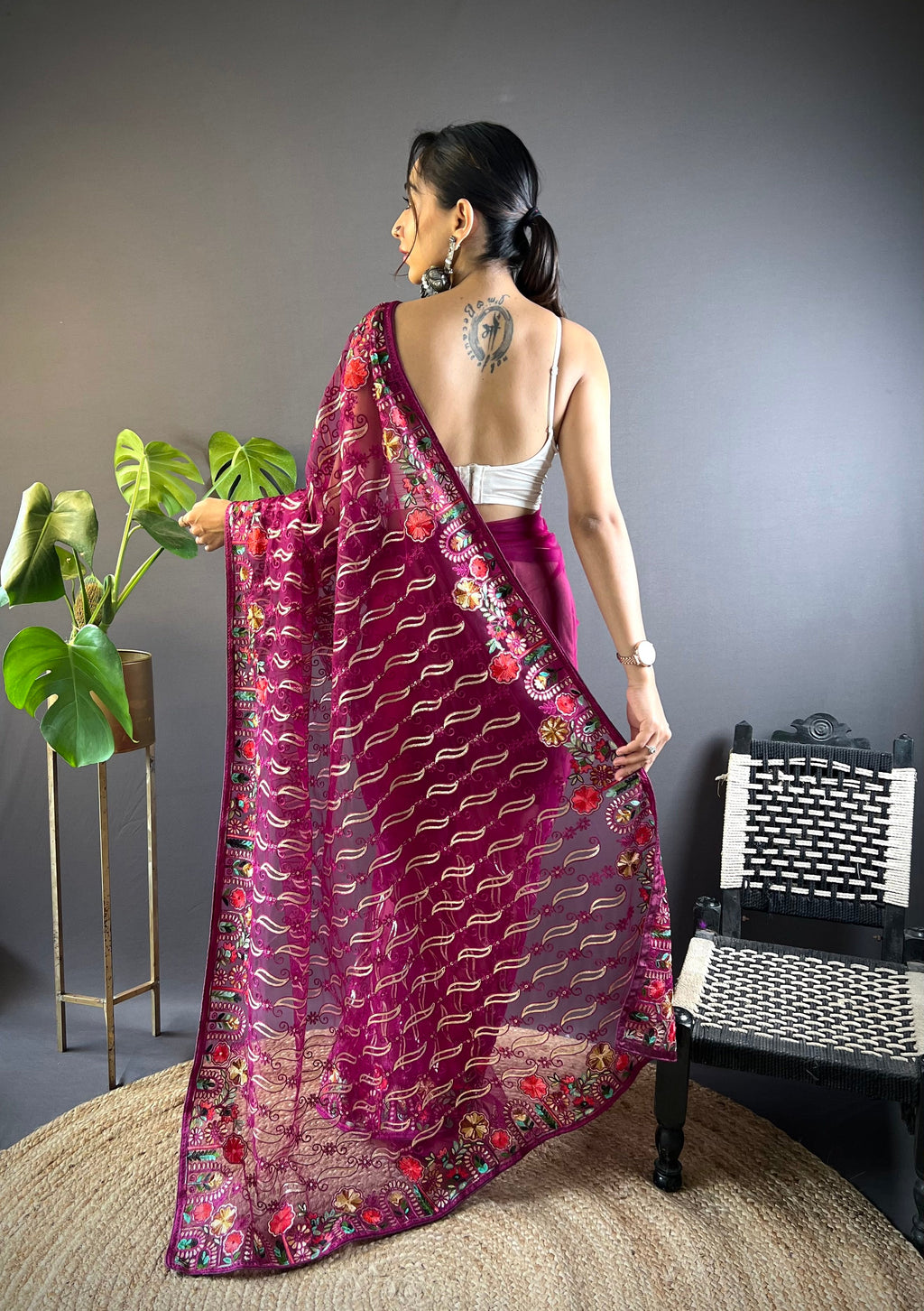 Beautiful Designer Saree With Embroidery work