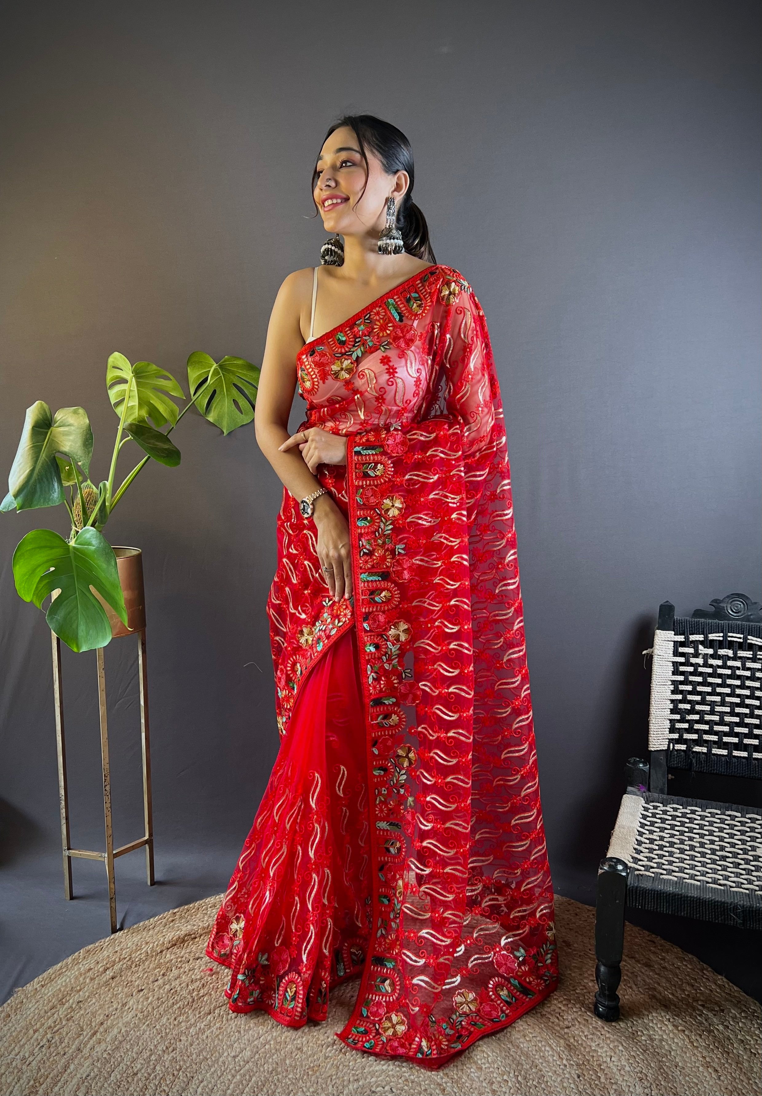 Beautiful Designer Saree With Embroidery work