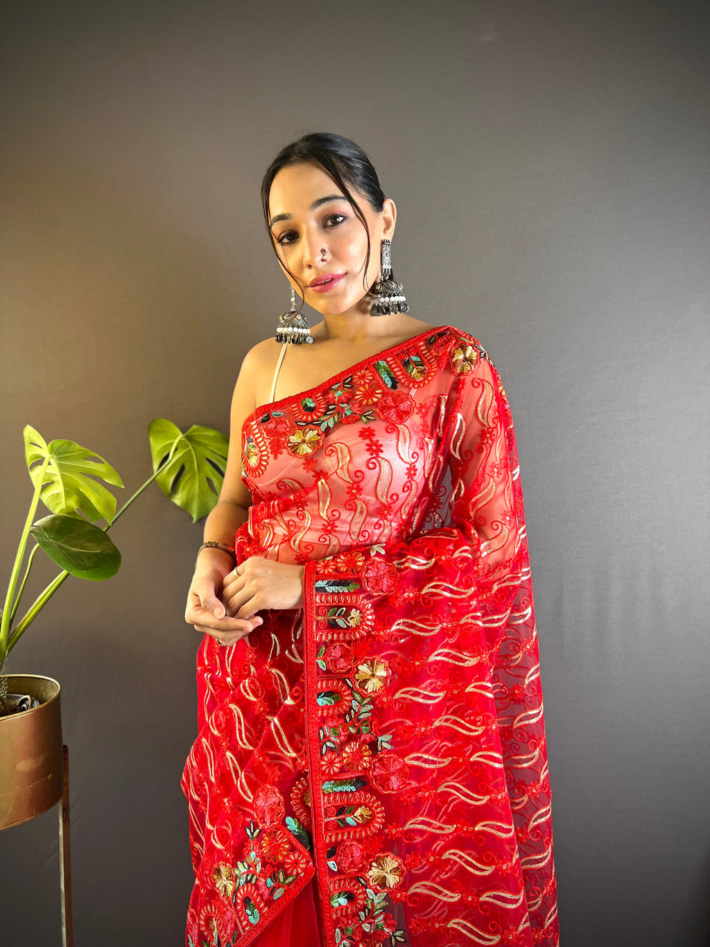 Beautiful Designer Saree With Embroidery work