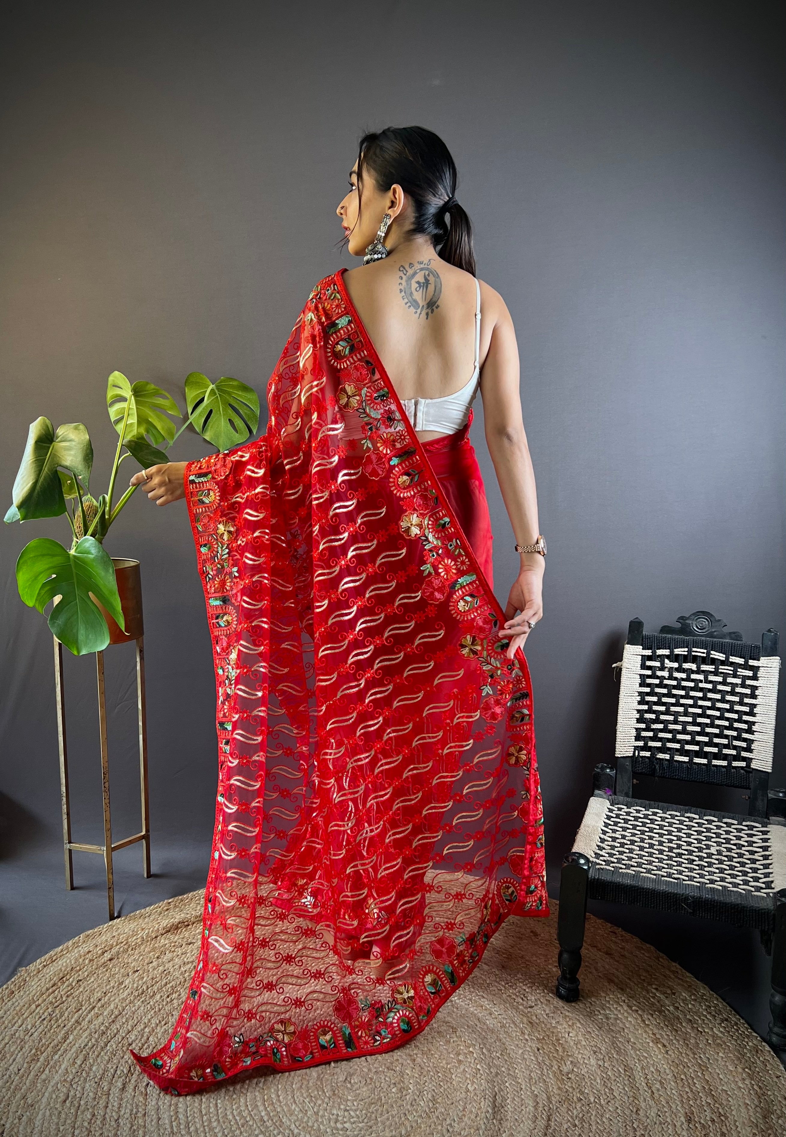 Beautiful Designer Saree With Embroidery work