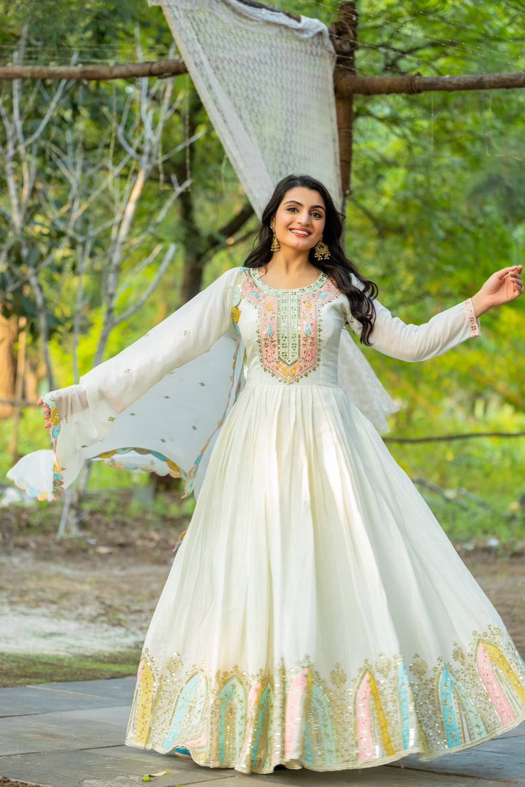 Beautiful Designer Party Wear Look Gown-Dupatta