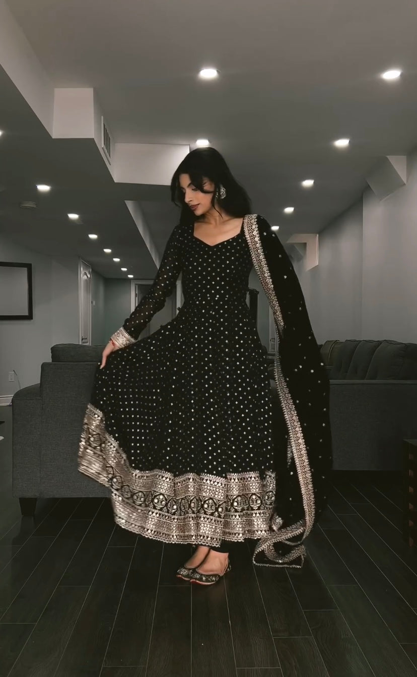 Designer Party Wear Look Gown With Bottom And Dupatta