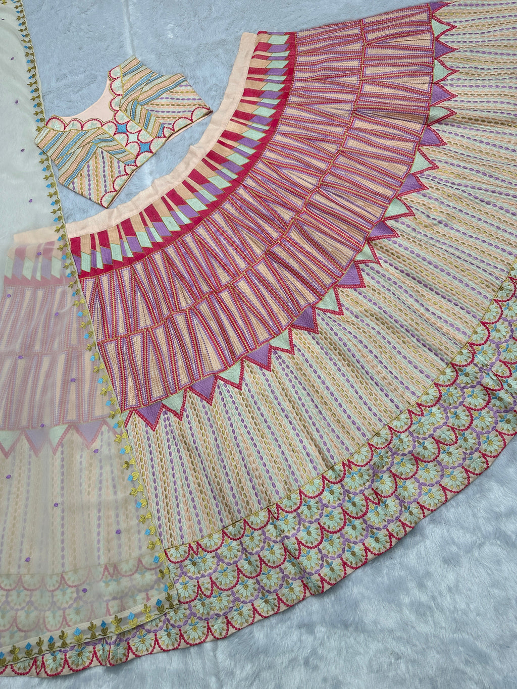 Designer Lehenga - Choli And Dupatta With Embroidery Thread Work