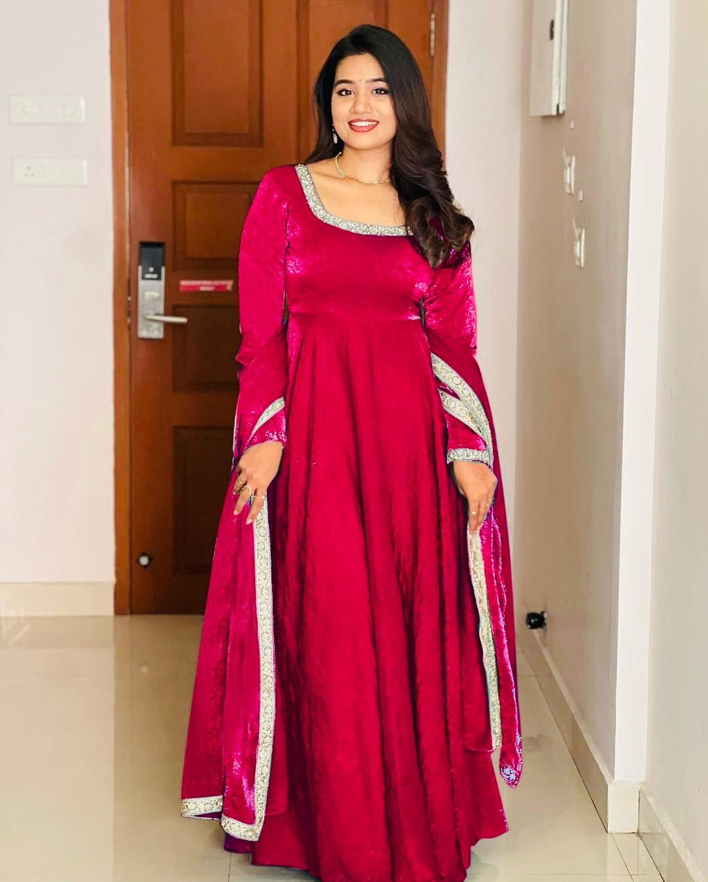 Designer Party Wear Look Gown-Dupatta With Multi Thread Embroidery Sequence Work