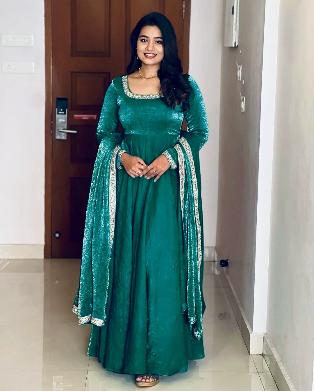 Designer Party Wear Look Gown-Dupatta With Multi Thread Embroidery Sequence Work