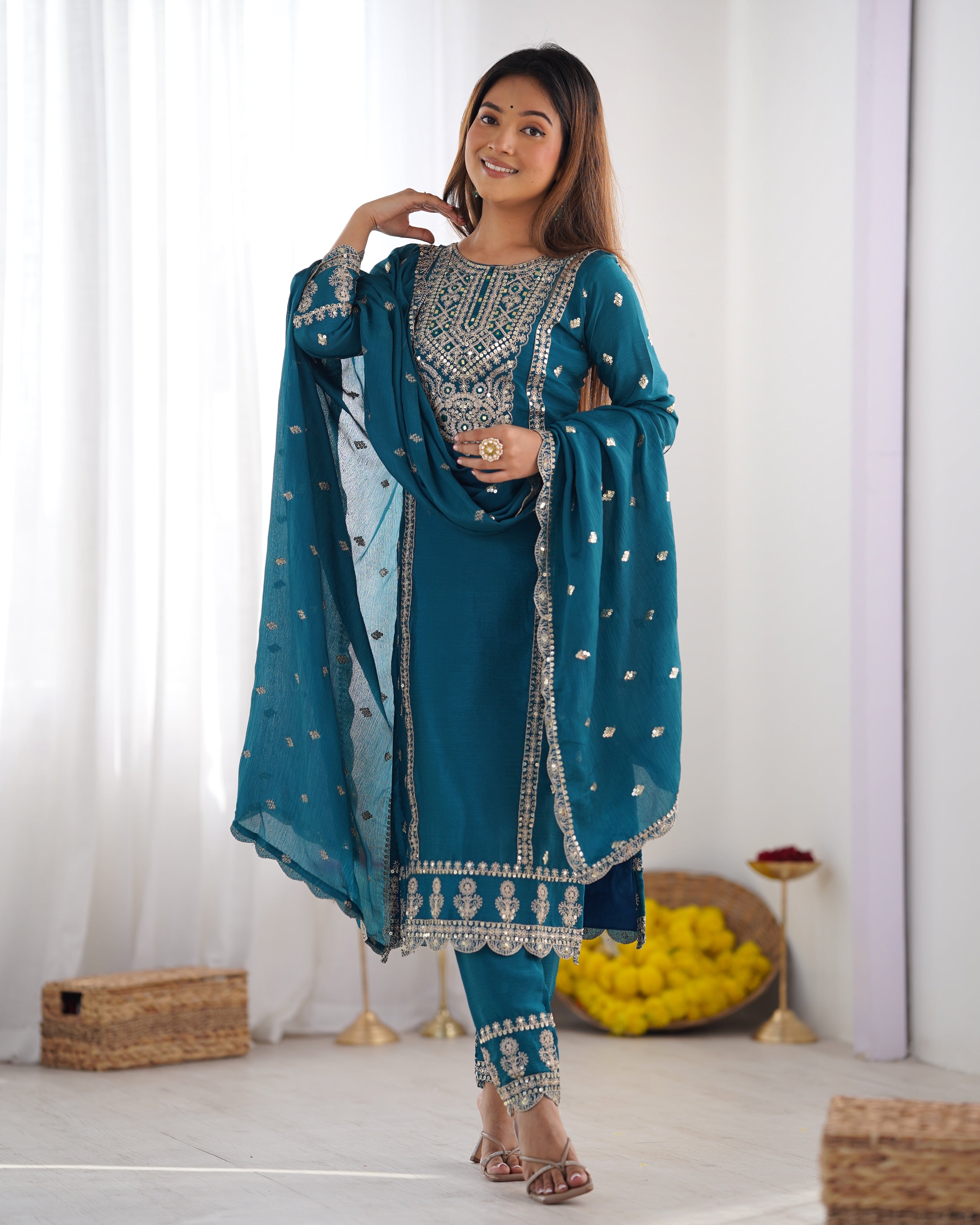 Beautiful Party Wear Top-Bottom And Dupatta
