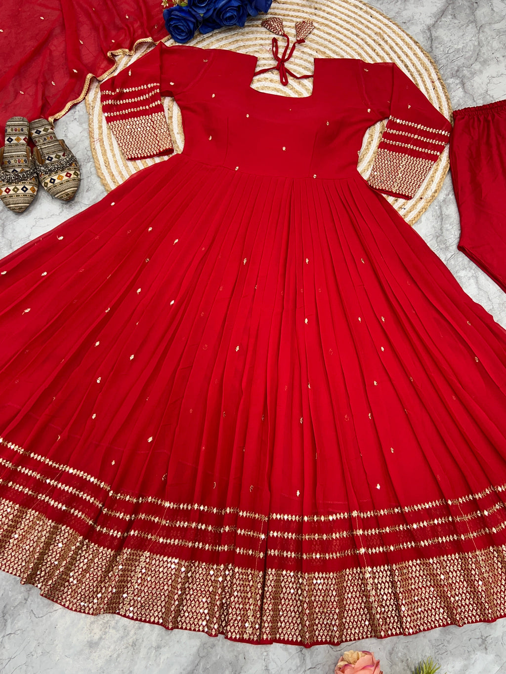 Beautiful Party Wear Look Anarkali Gown And Pent With Dupatta