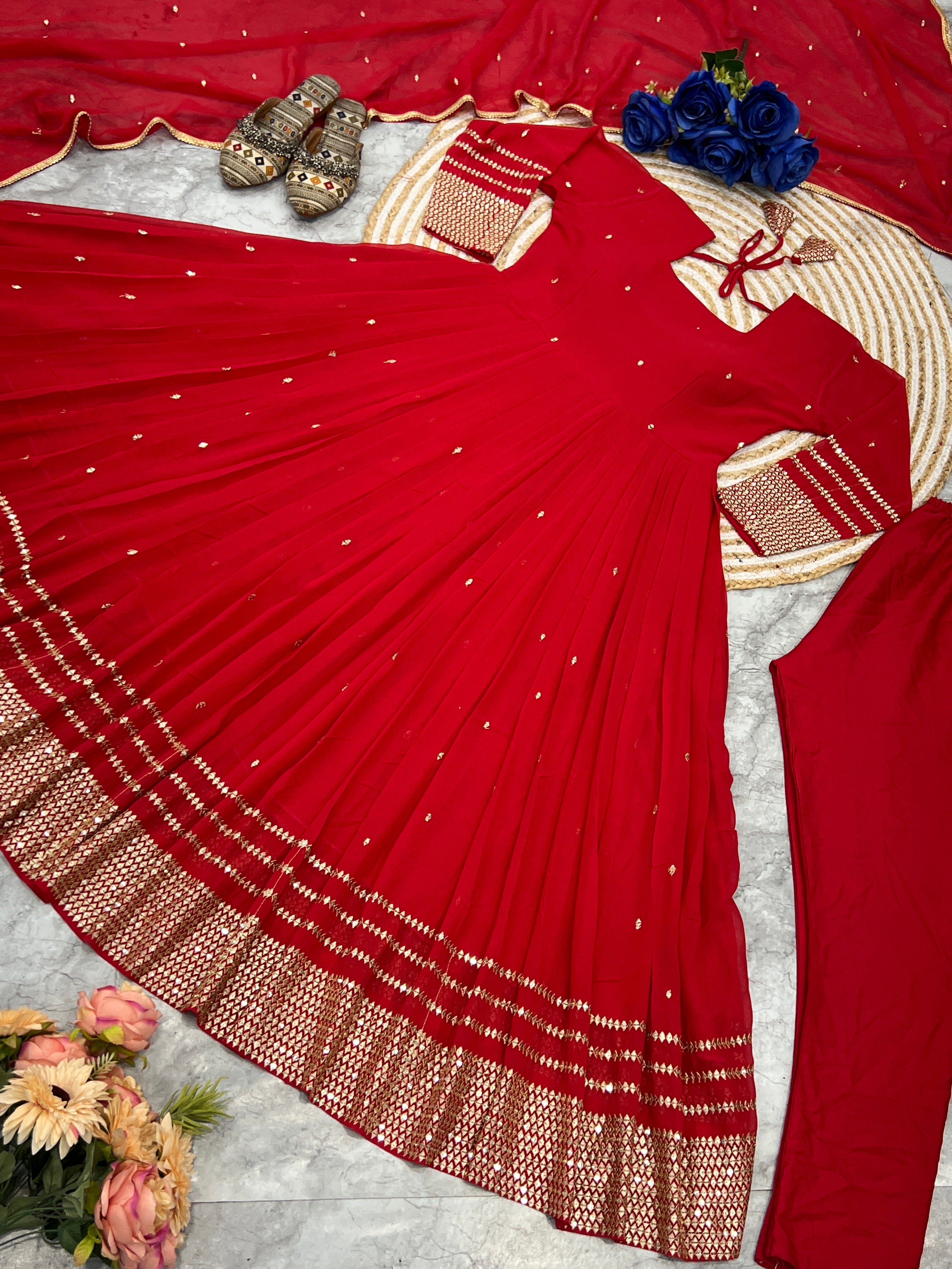 Beautiful Party Wear Look Anarkali Gown And Pent With Dupatta