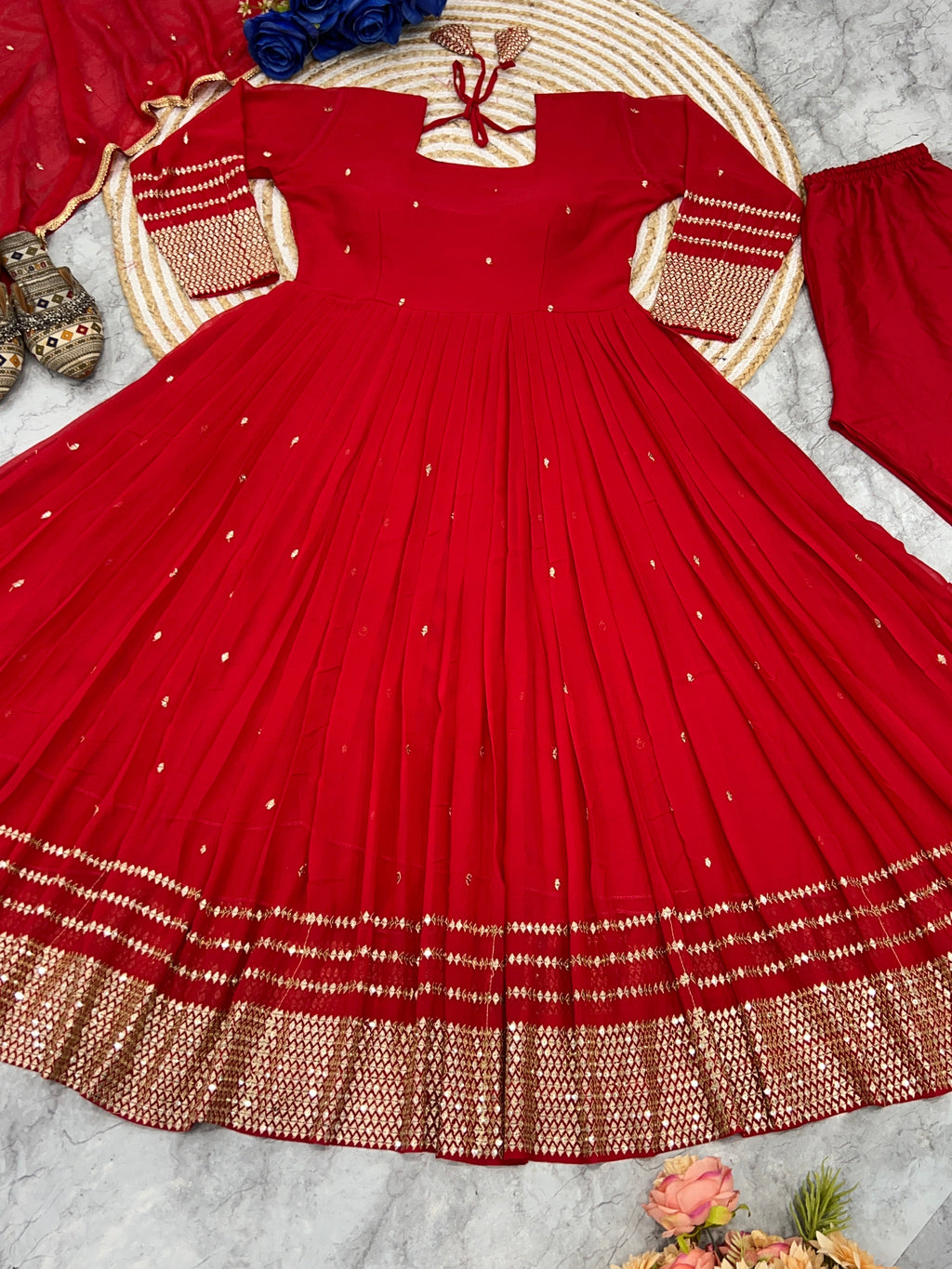 Beautiful Party Wear Look Anarkali Gown And Pent With Dupatta