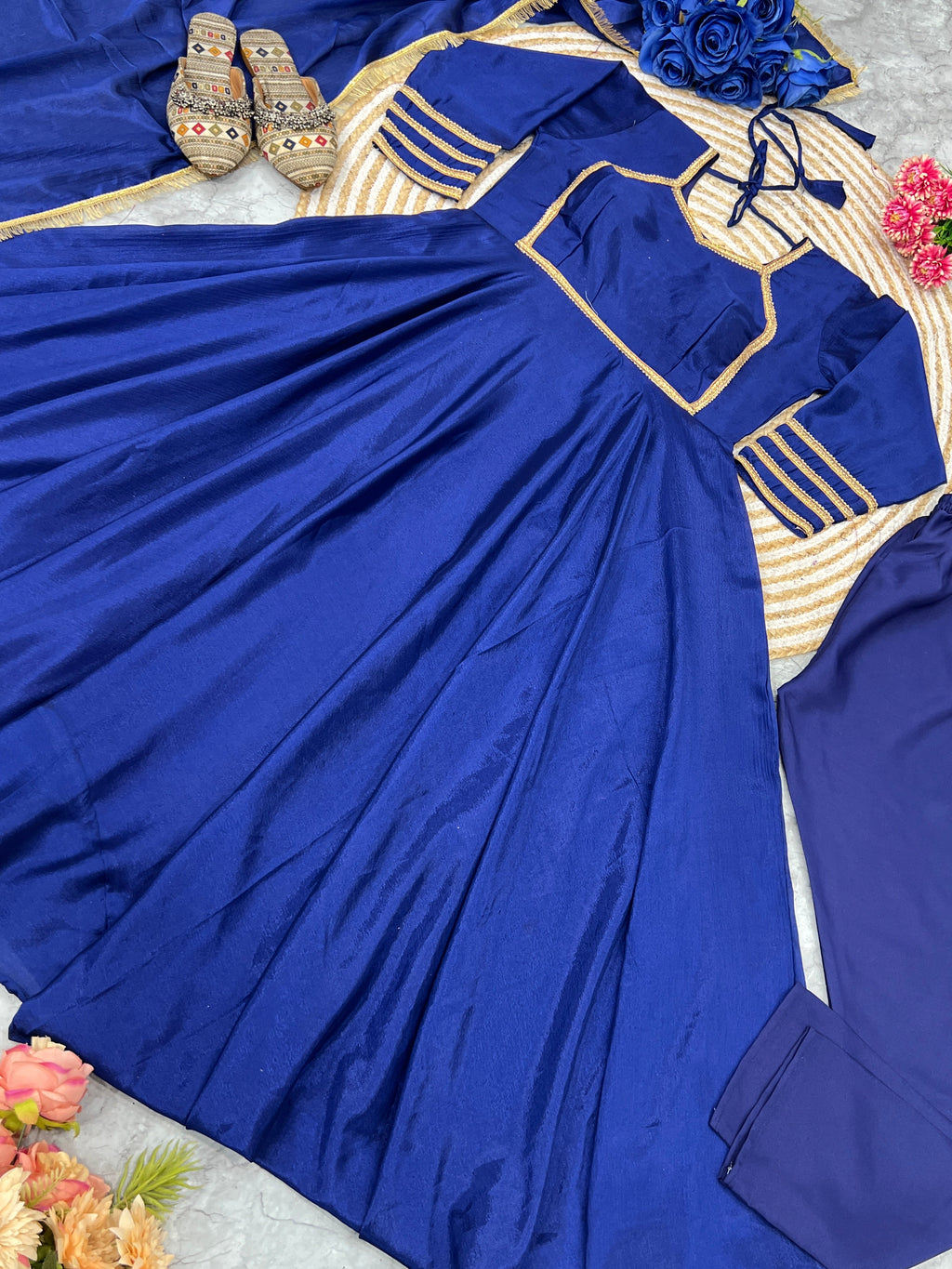 Designer Party Wear Look Anarkali Gown And Pent With Dupatta
