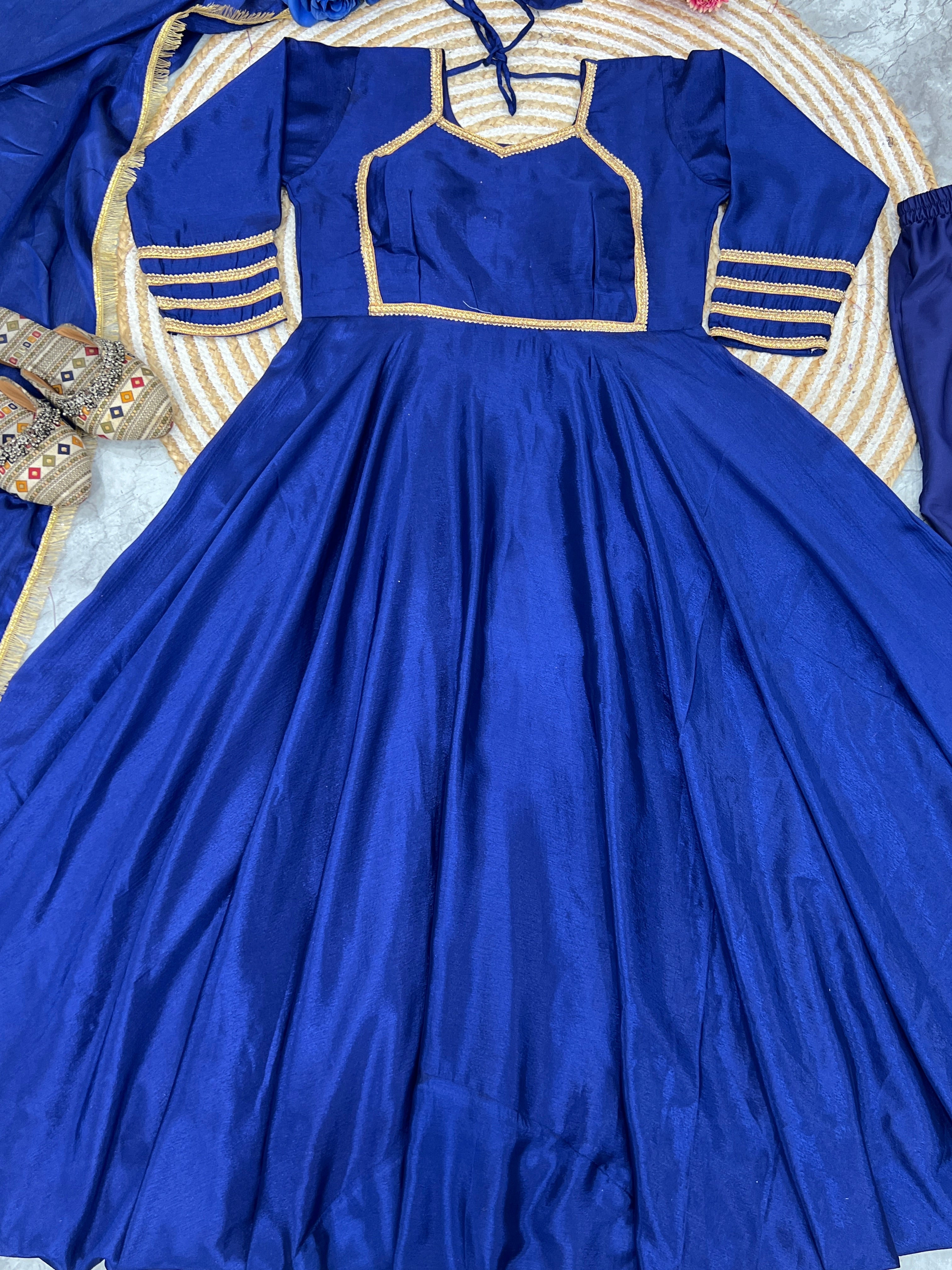 Designer Party Wear Look Anarkali Gown And Pent With Dupatta