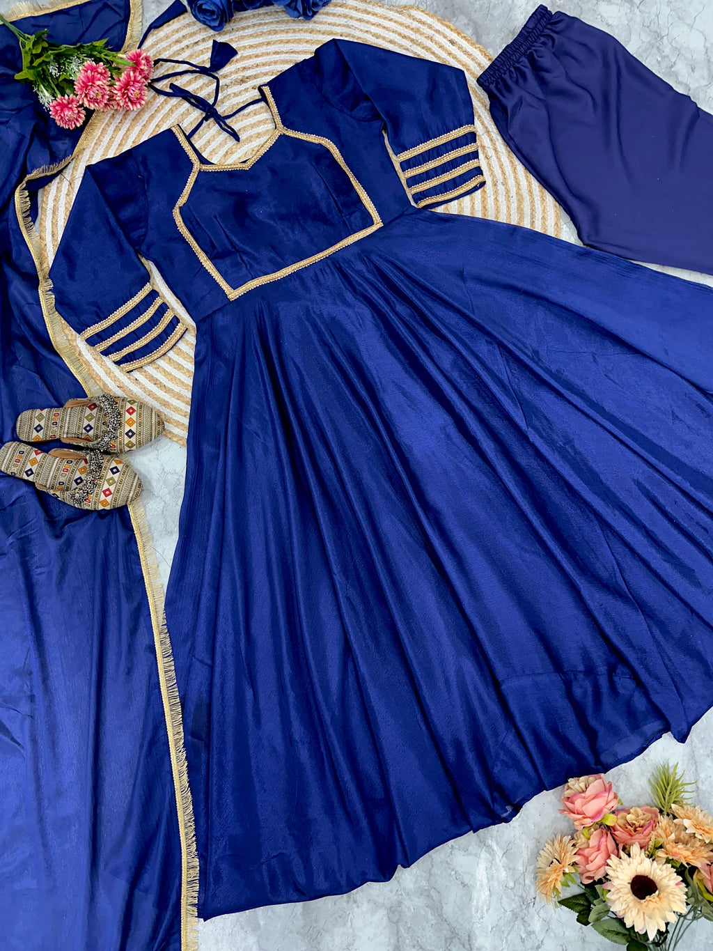 Designer Party Wear Look Anarkali Gown And Pent With Dupatta