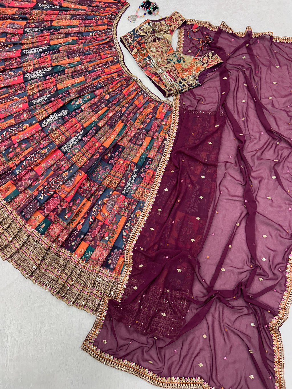 Party Wear Designer Lehenga Choli With Multi Needle Work