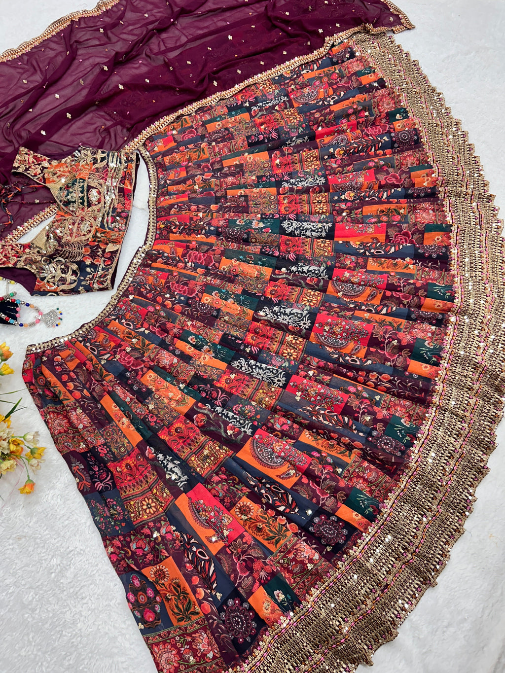 Party Wear Designer Lehenga Choli With Multi Needle Work