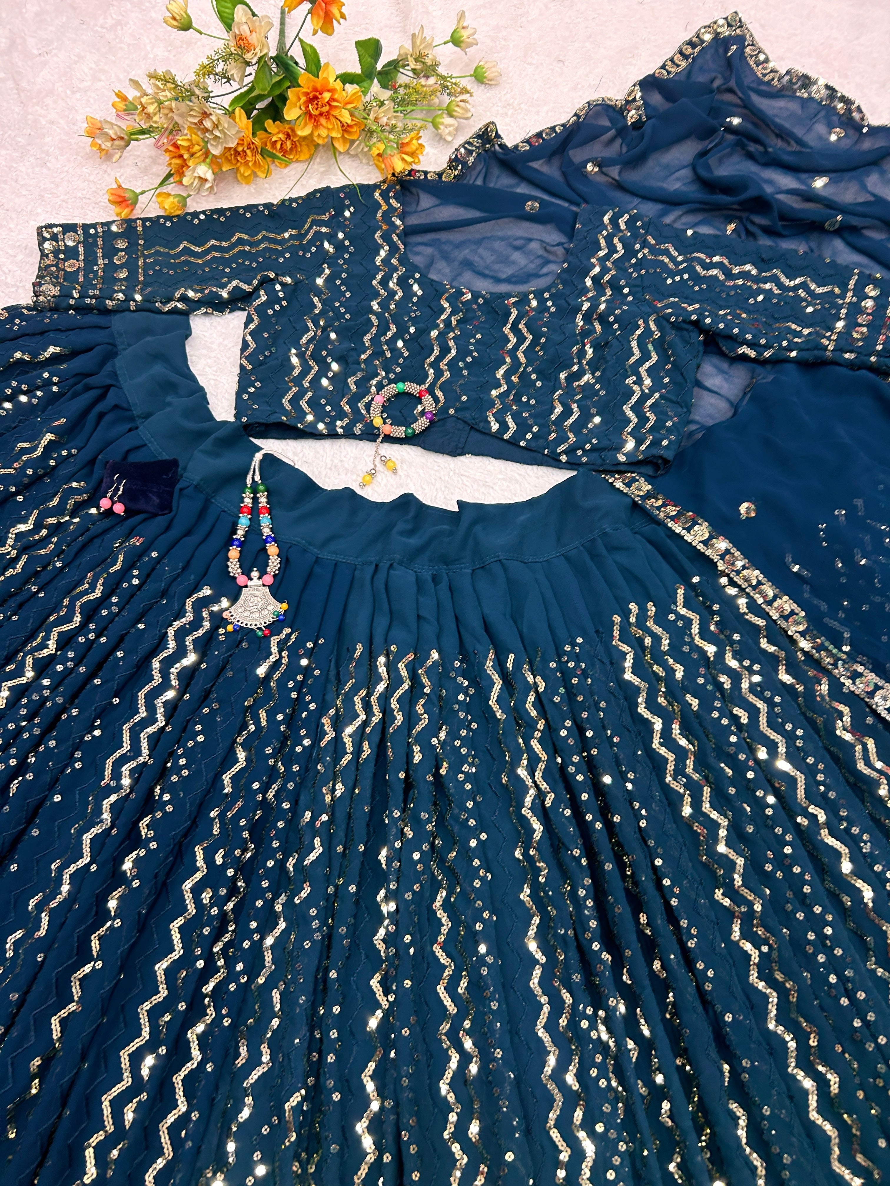 Party Wear Beautiful Lehenga Choli With Embroidery Work