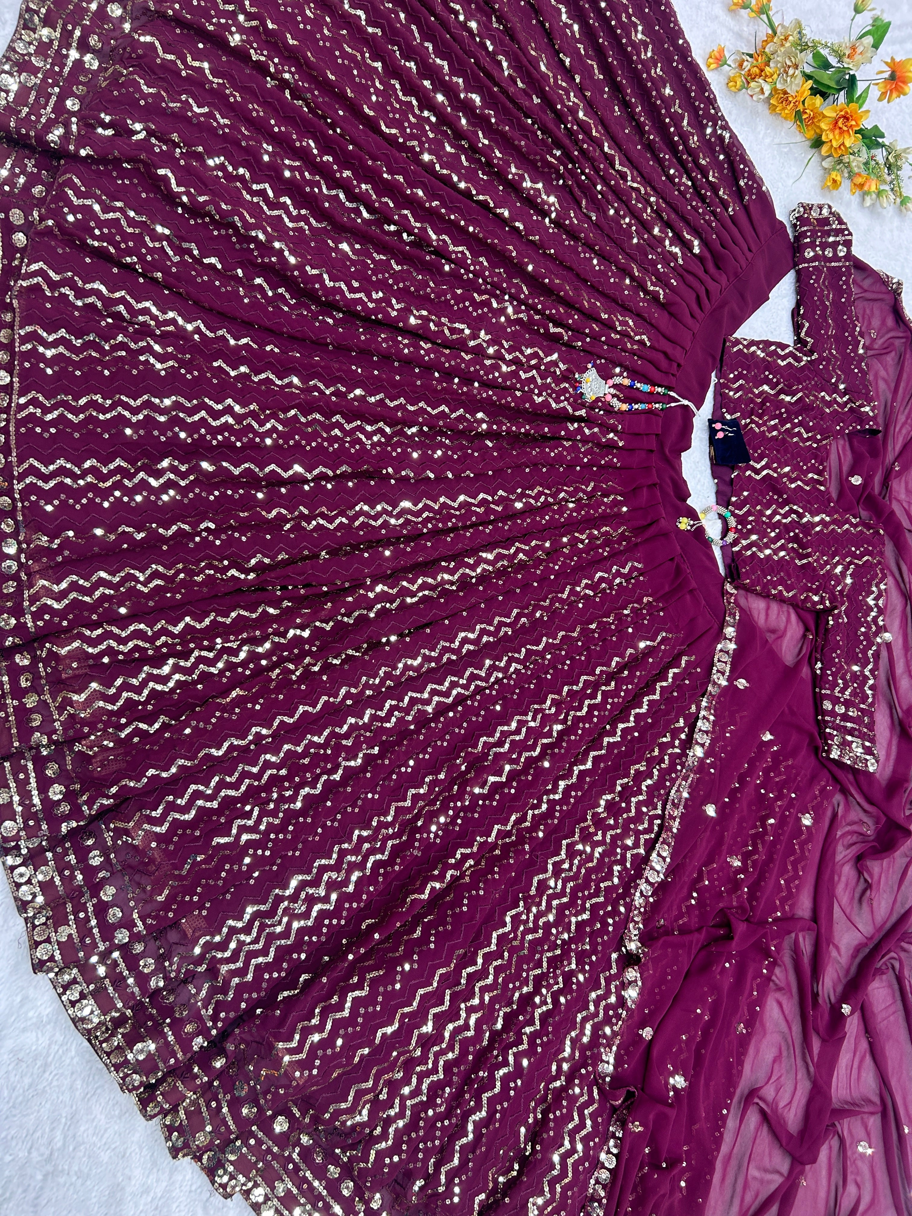 Party Wear Beautiful Lehenga Choli With Embroidery Work