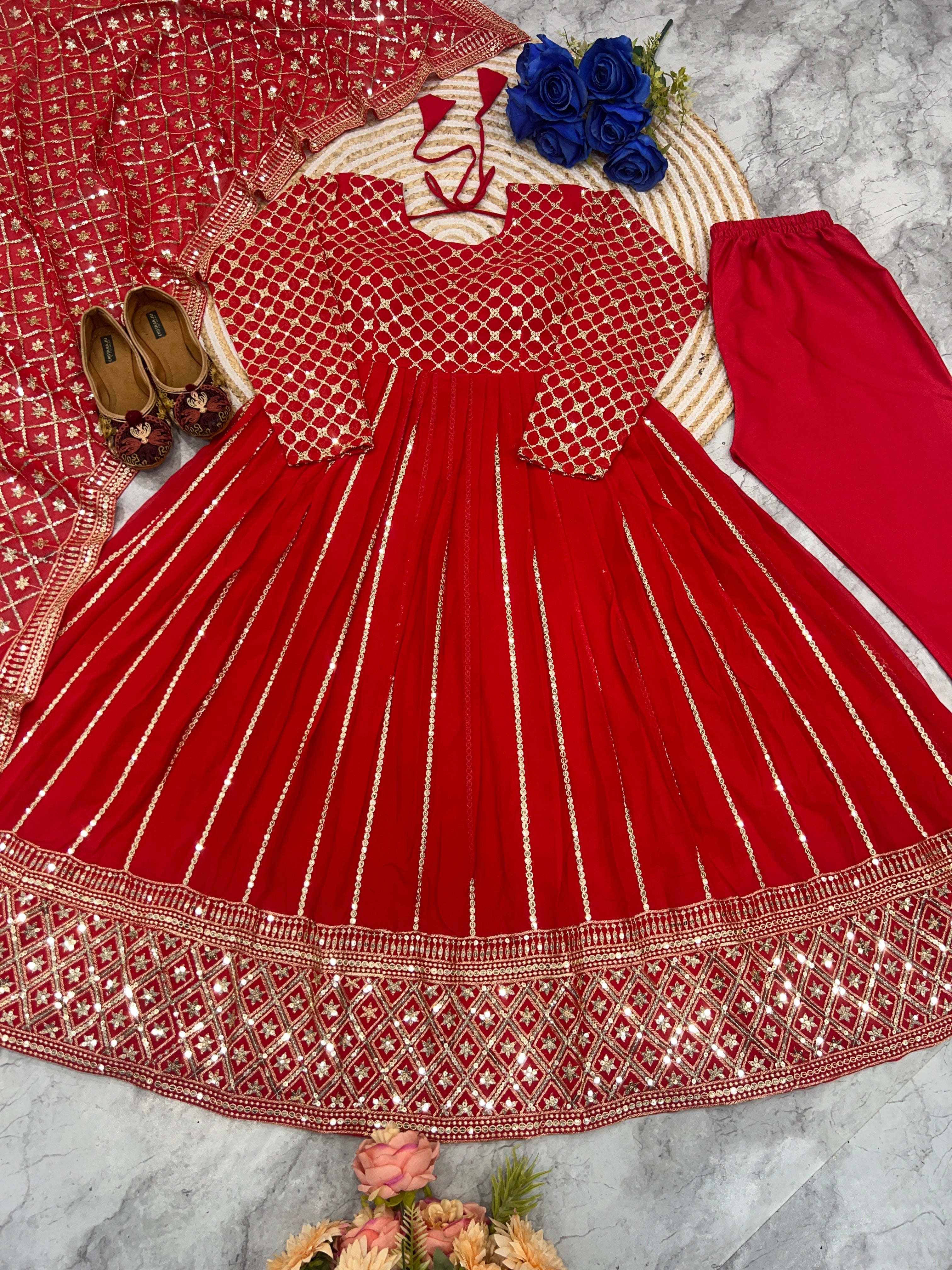 Designer Party Wear Look Anarkali Gown Pent And Dupatta