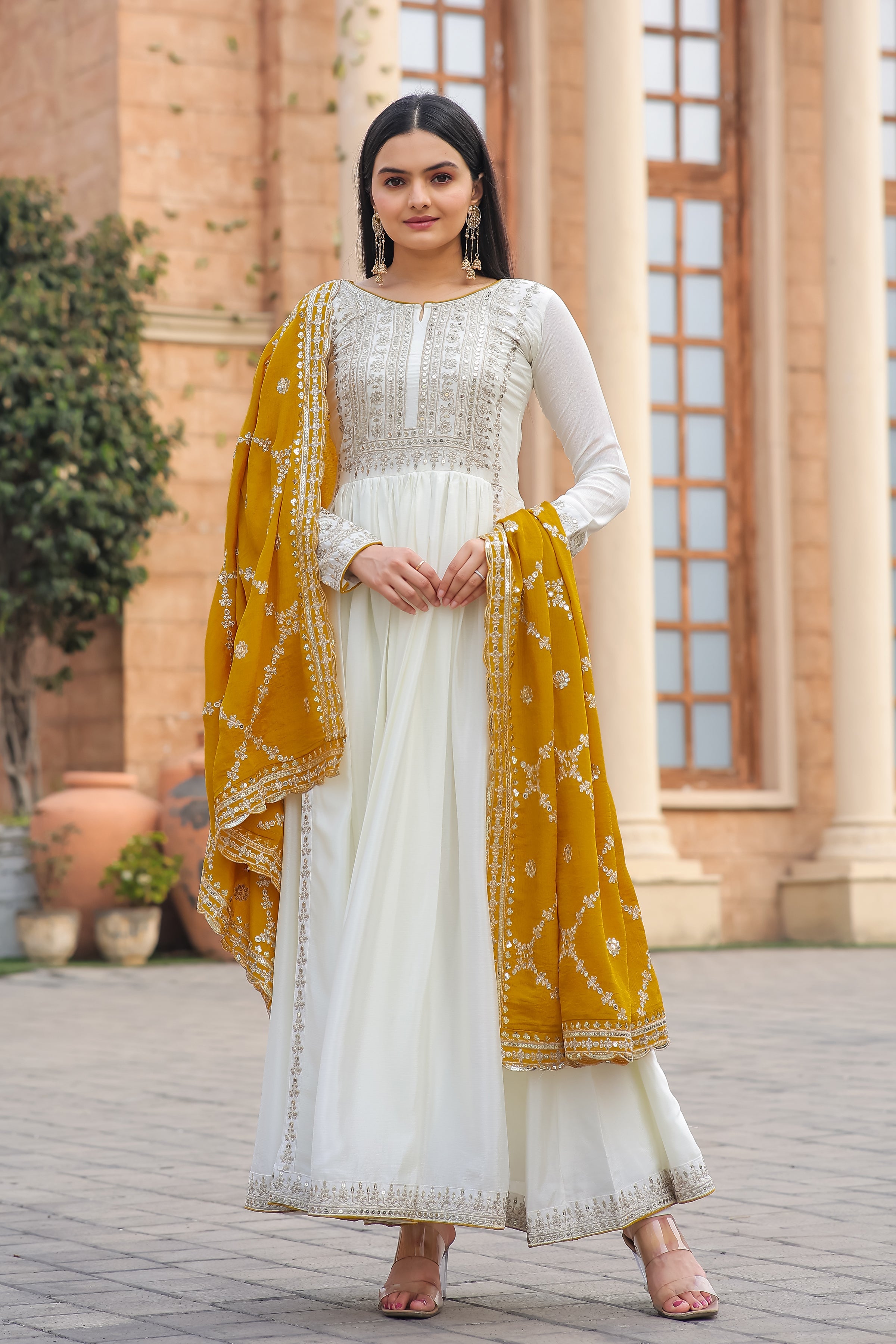 Fancy Anarkali Gown, Dupatta & Bottom Set