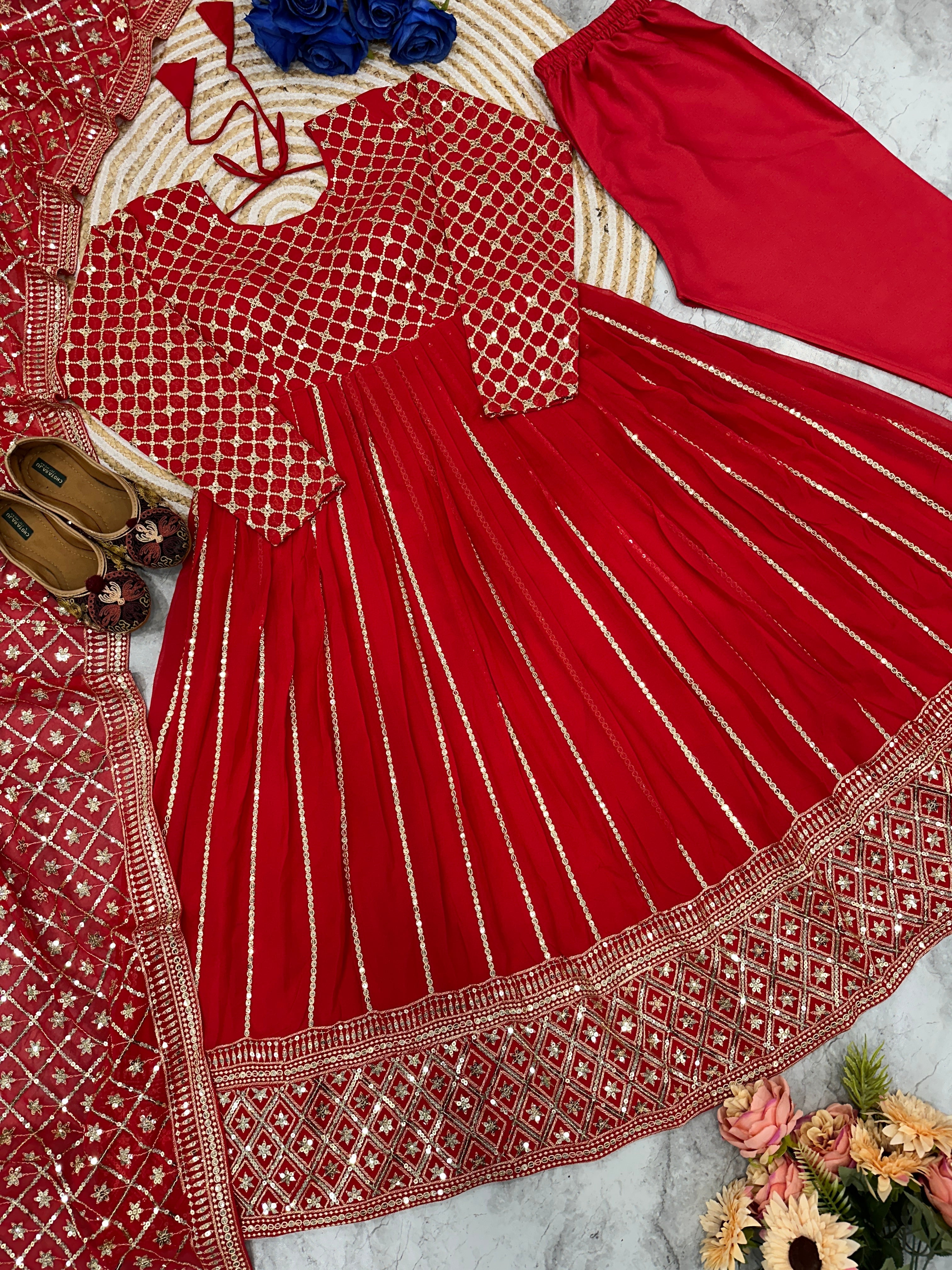 Designer Party Wear Look Anarkali Gown Pent And Dupatta