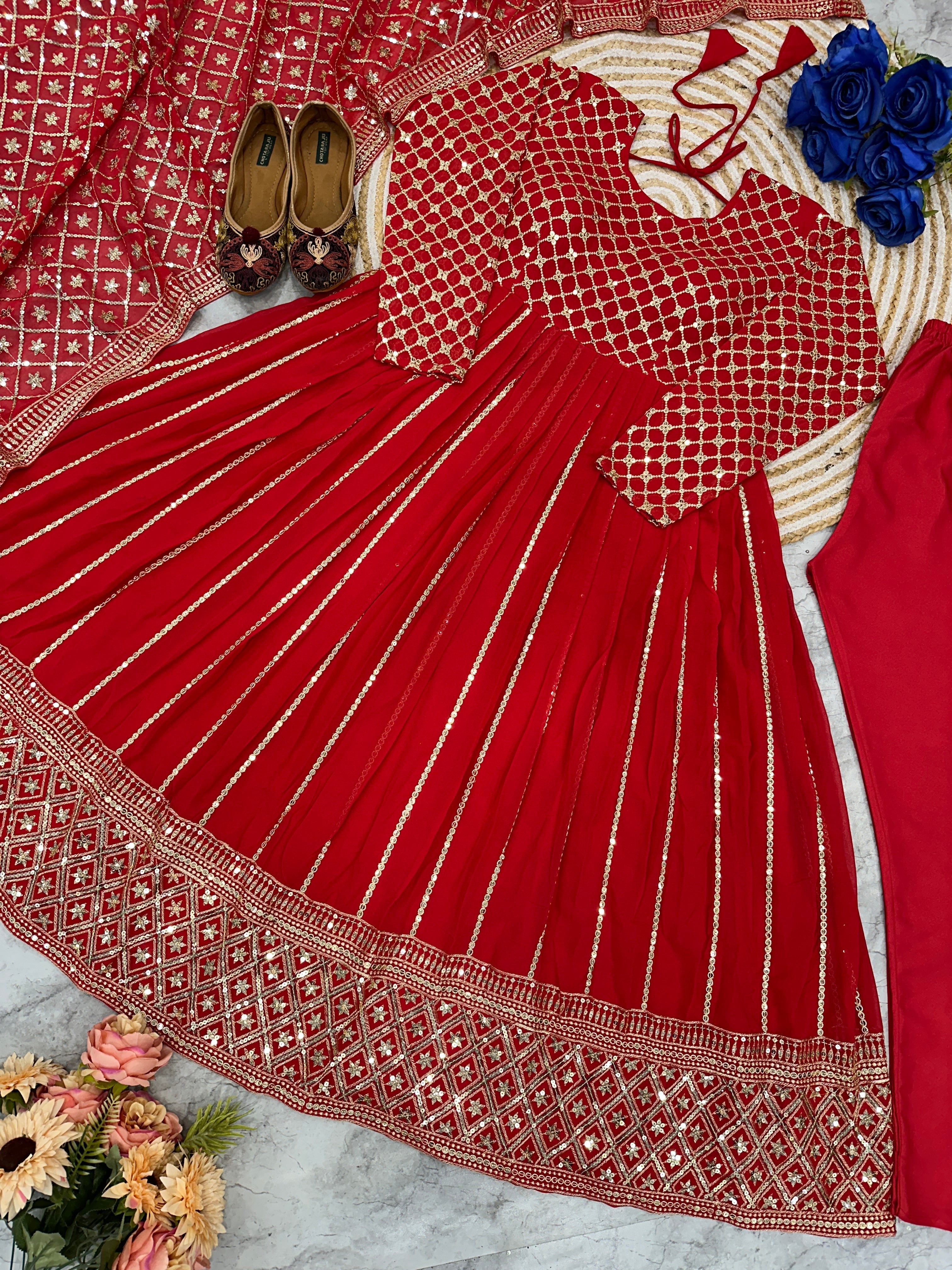 Designer Party Wear Look Anarkali Gown Pent And Dupatta