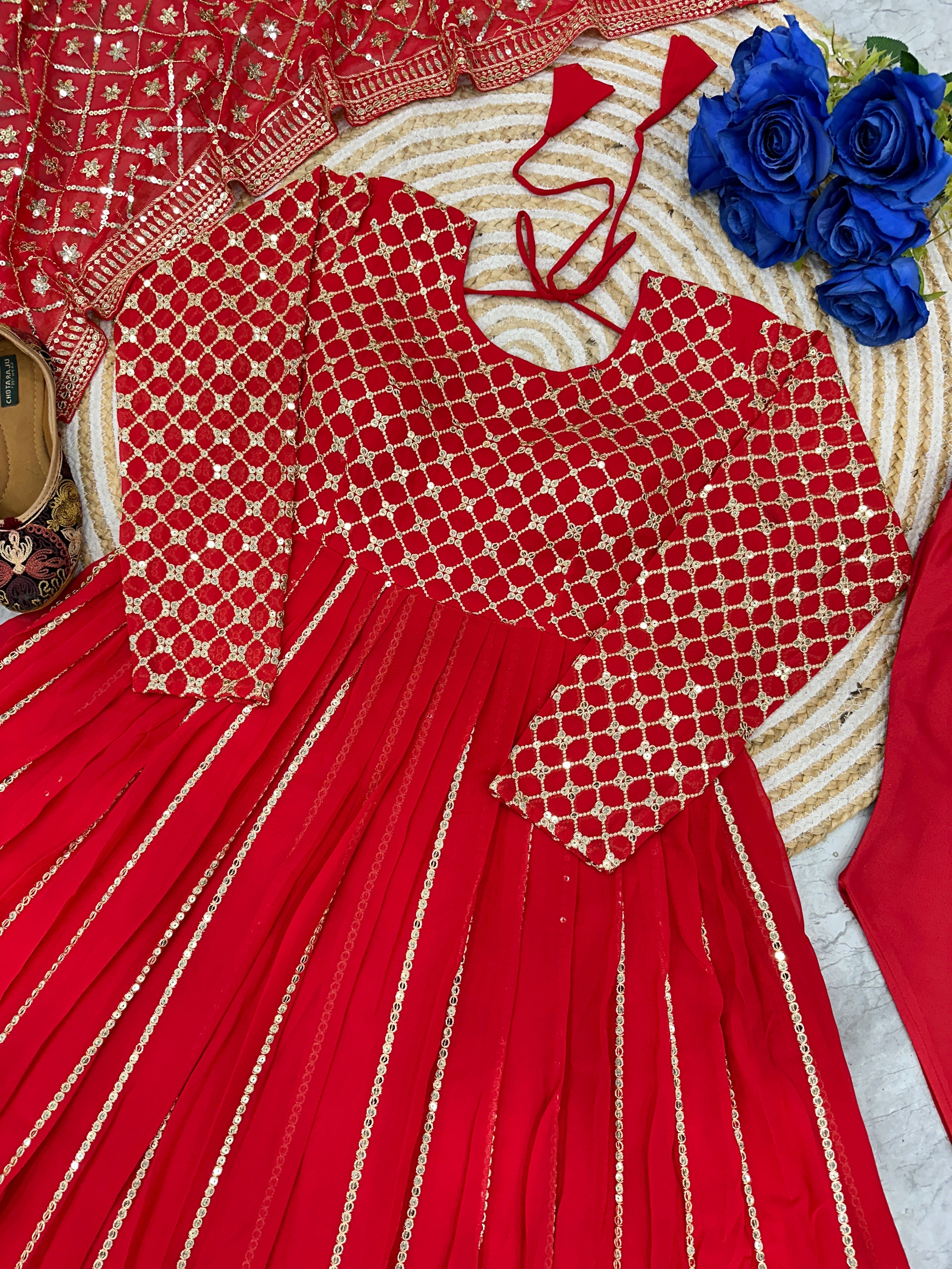 Designer Party Wear Look Anarkali Gown Pent And Dupatta