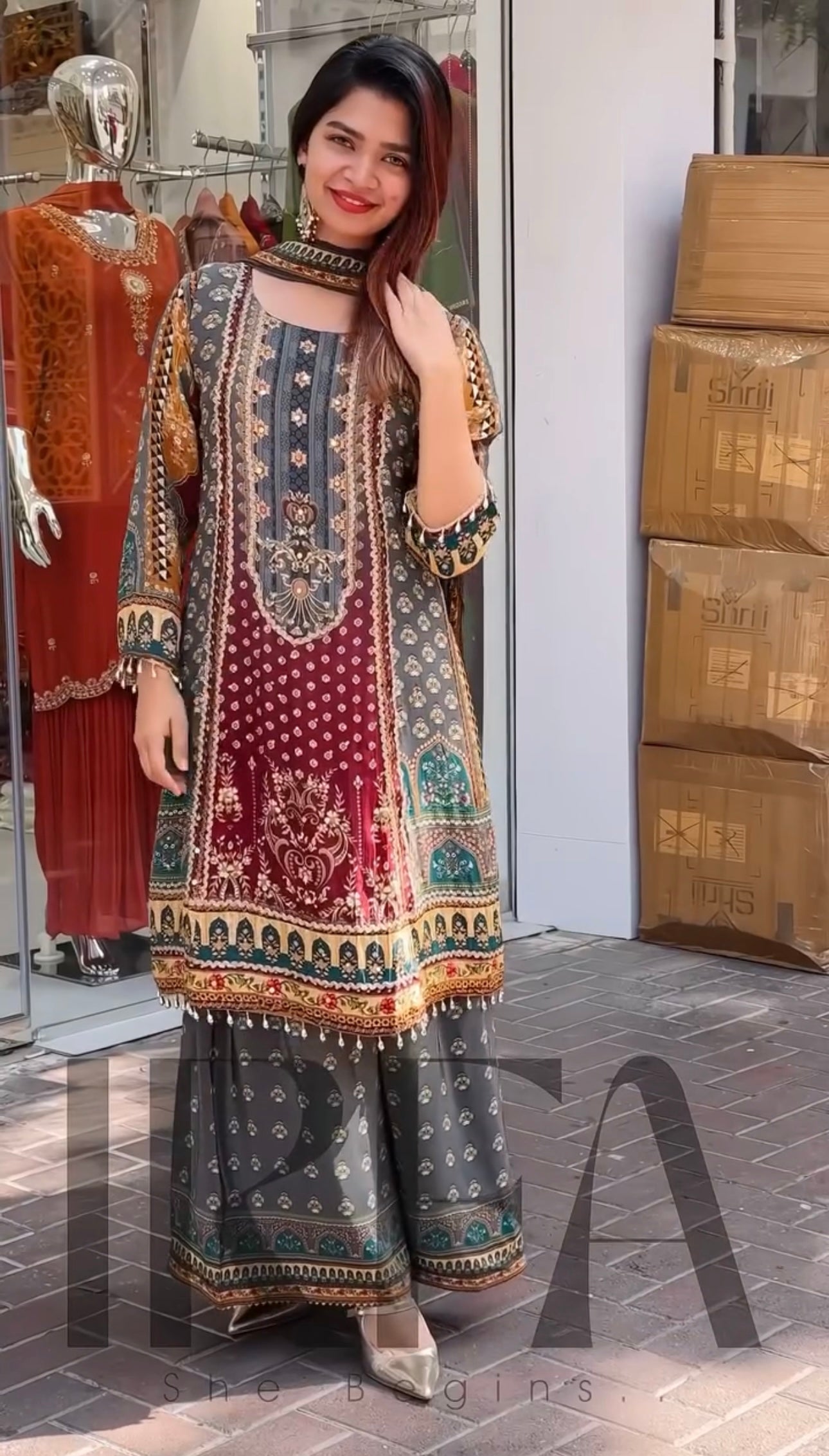 Beautiful Salwar Suit With Digital Print Hand Work