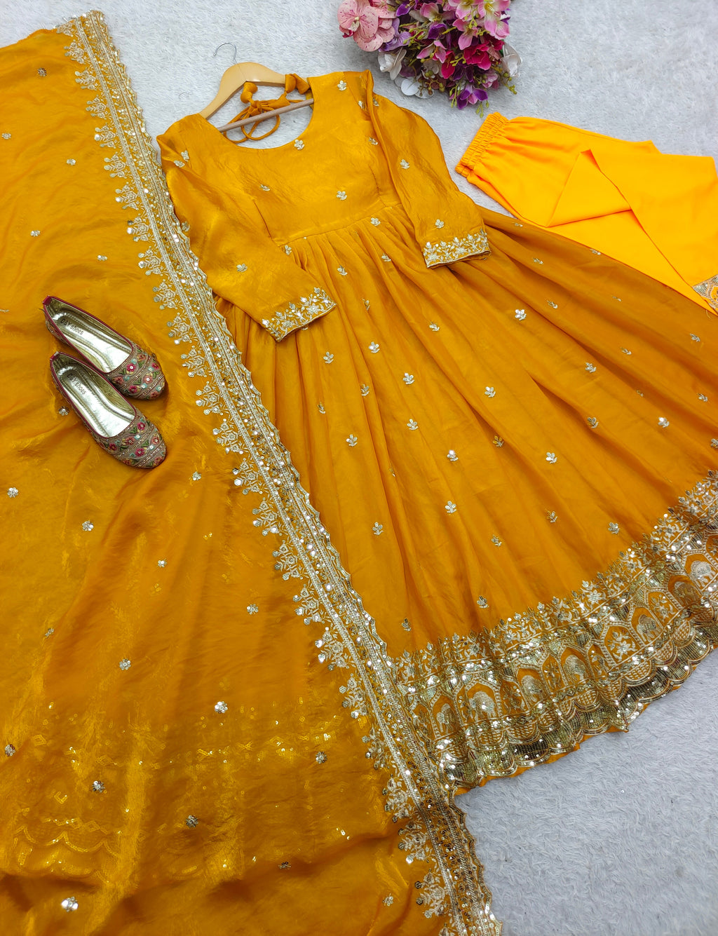 Beautiful Gown -Pent And Dupatta With Embroidery Sequence Work