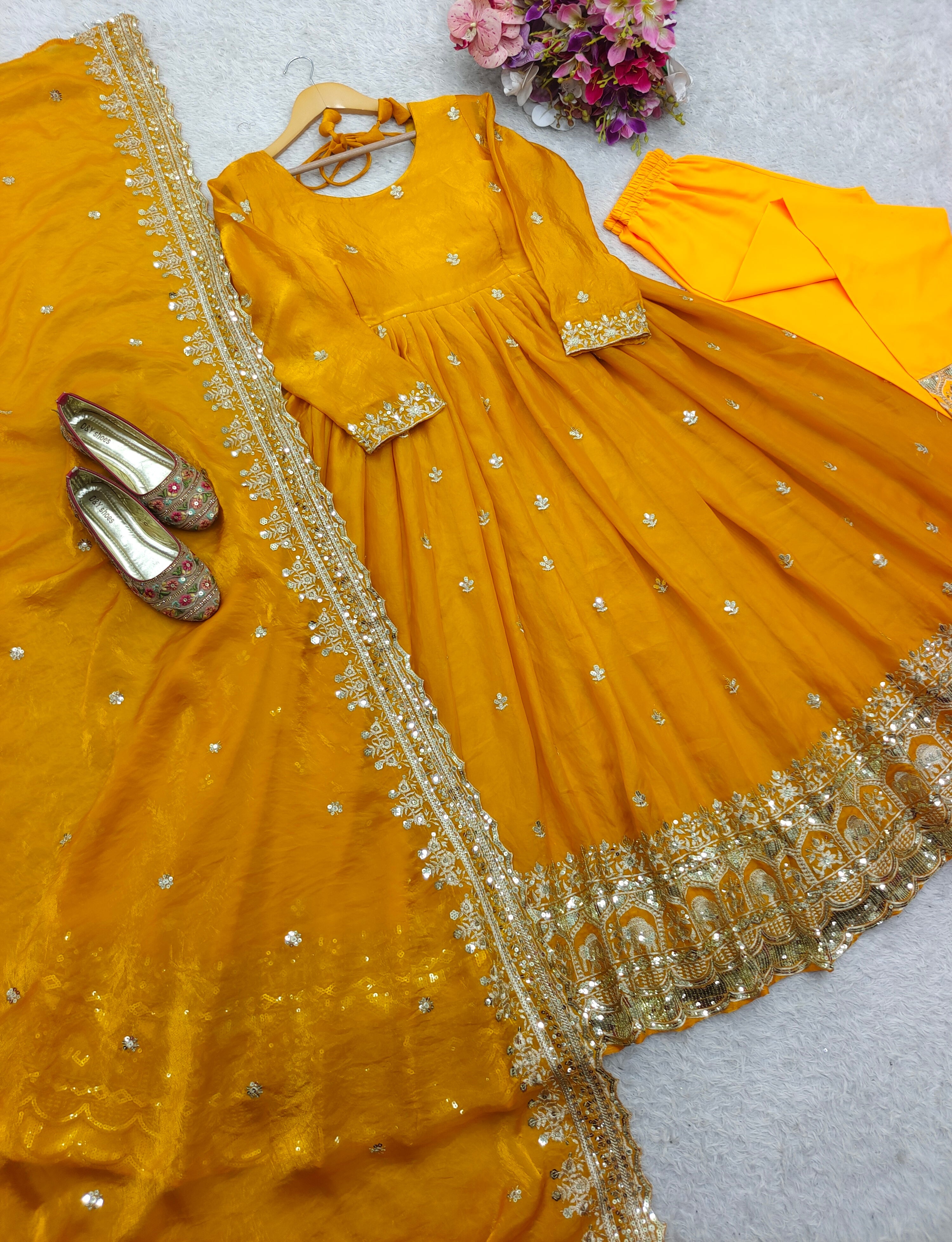Beautiful Gown -Pent And Dupatta With Embroidery Sequence Work