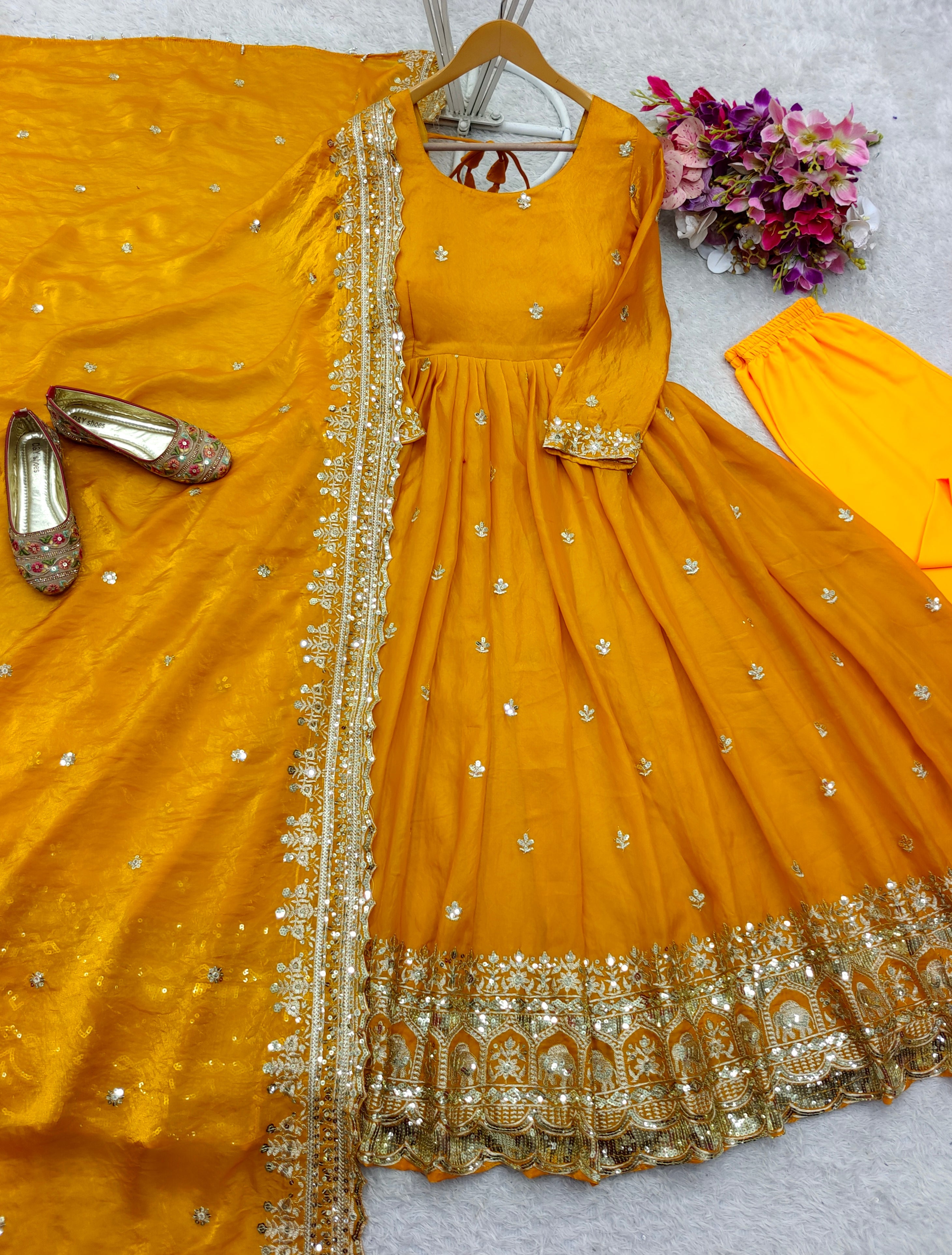 Beautiful Gown -Pent And Dupatta With Embroidery Sequence Work