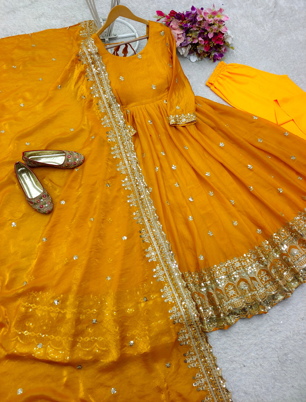 Beautiful Gown -Pent And Dupatta With Embroidery Sequence Work