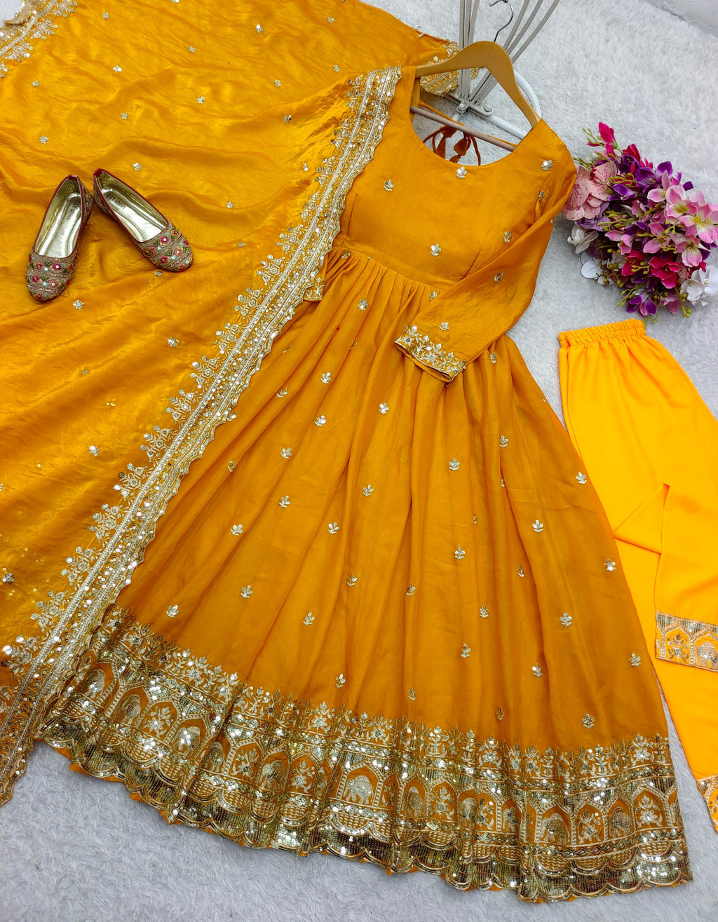 Beautiful Gown -Pent And Dupatta With Embroidery Sequence Work