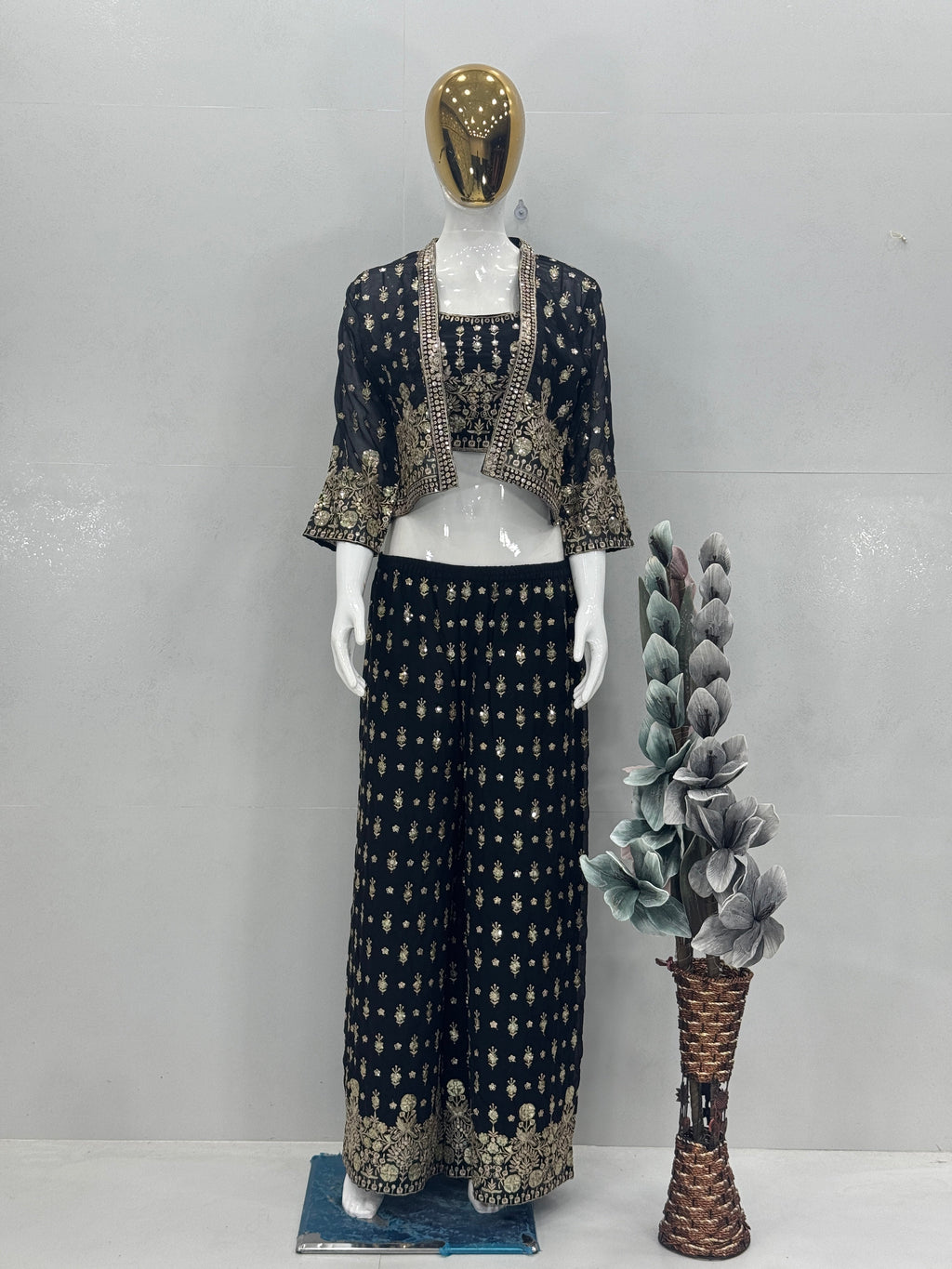 Designer Party Wear Koti Blouse Suit Set