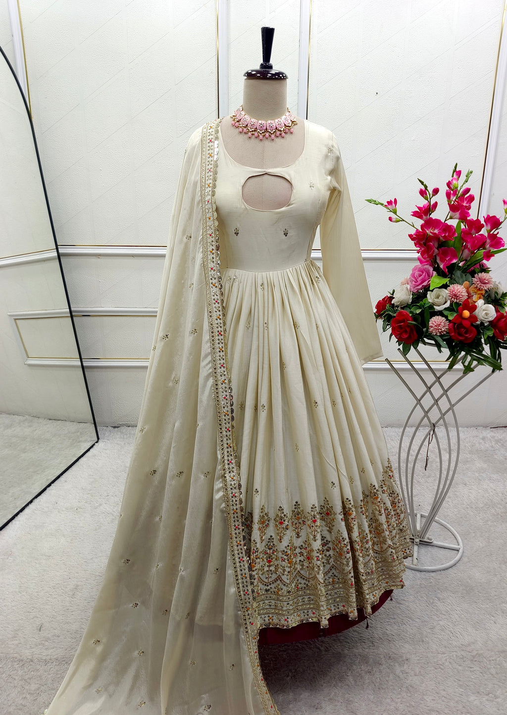 Beautiful Gown -Pent And Dupatta With Embroidery Sequence Work