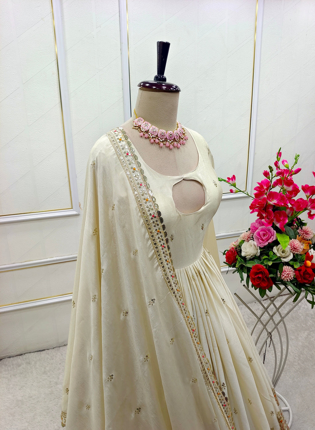 Beautiful Gown -Pent And Dupatta With Embroidery Sequence Work