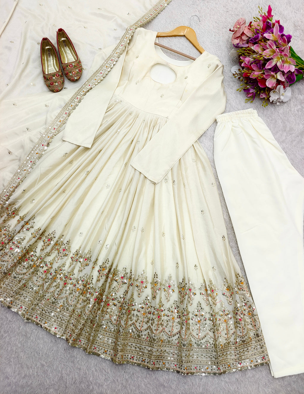 Beautiful Gown -Pent And Dupatta With Embroidery Sequence Work