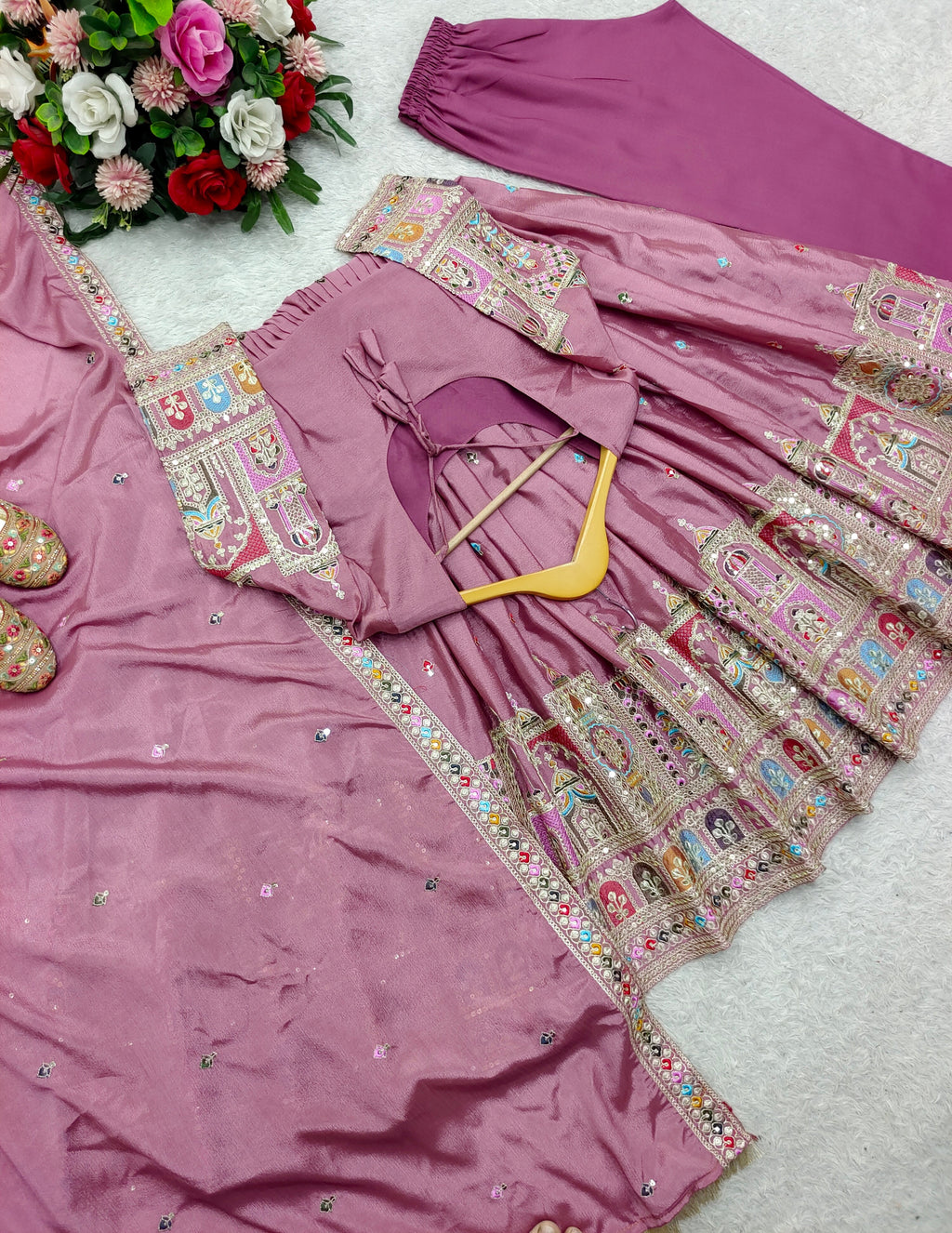 Beautiful Party Wear Anarkali Gown-Pent And Dupatta