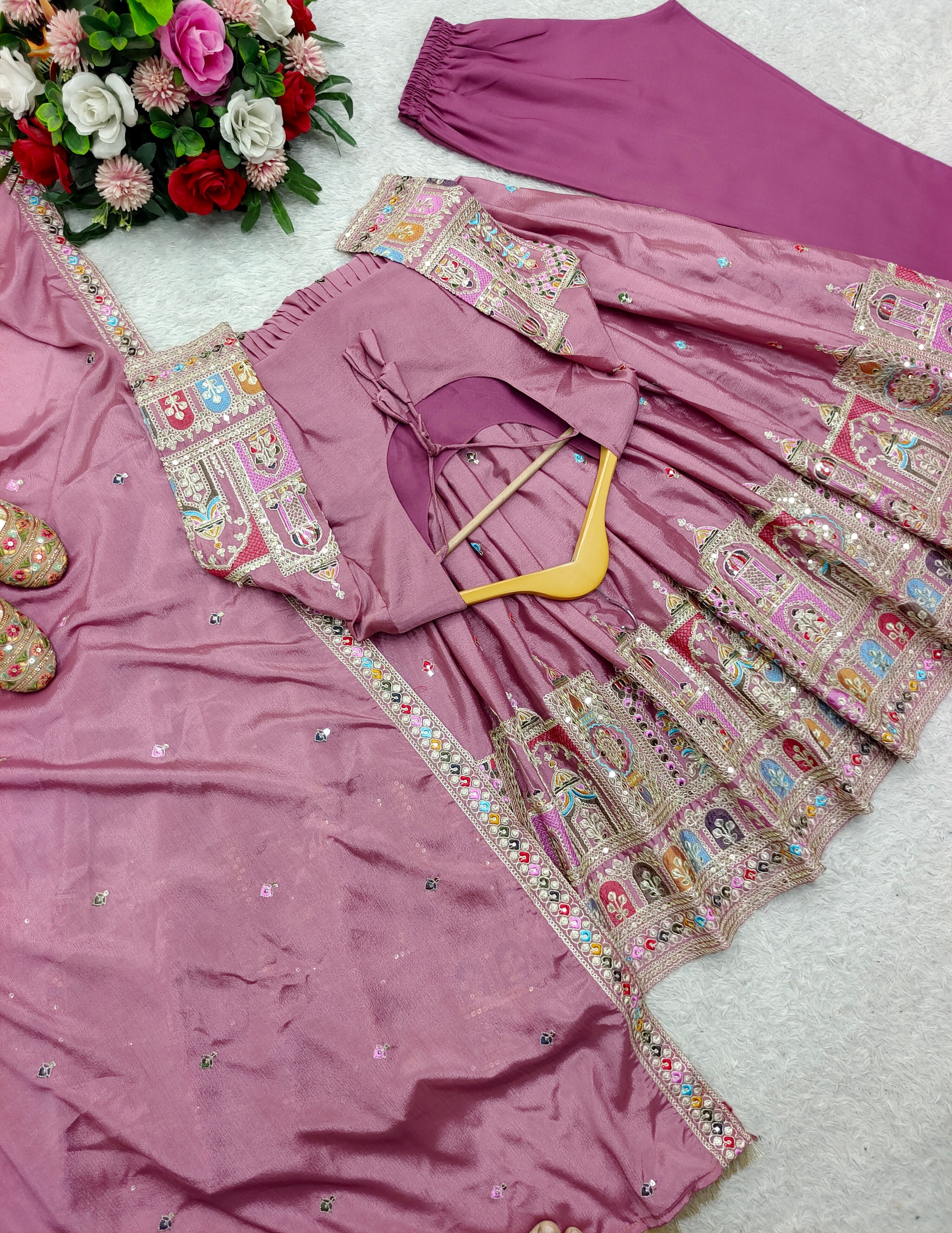 Beautiful Party Wear Anarkali Gown-Pent And Dupatta